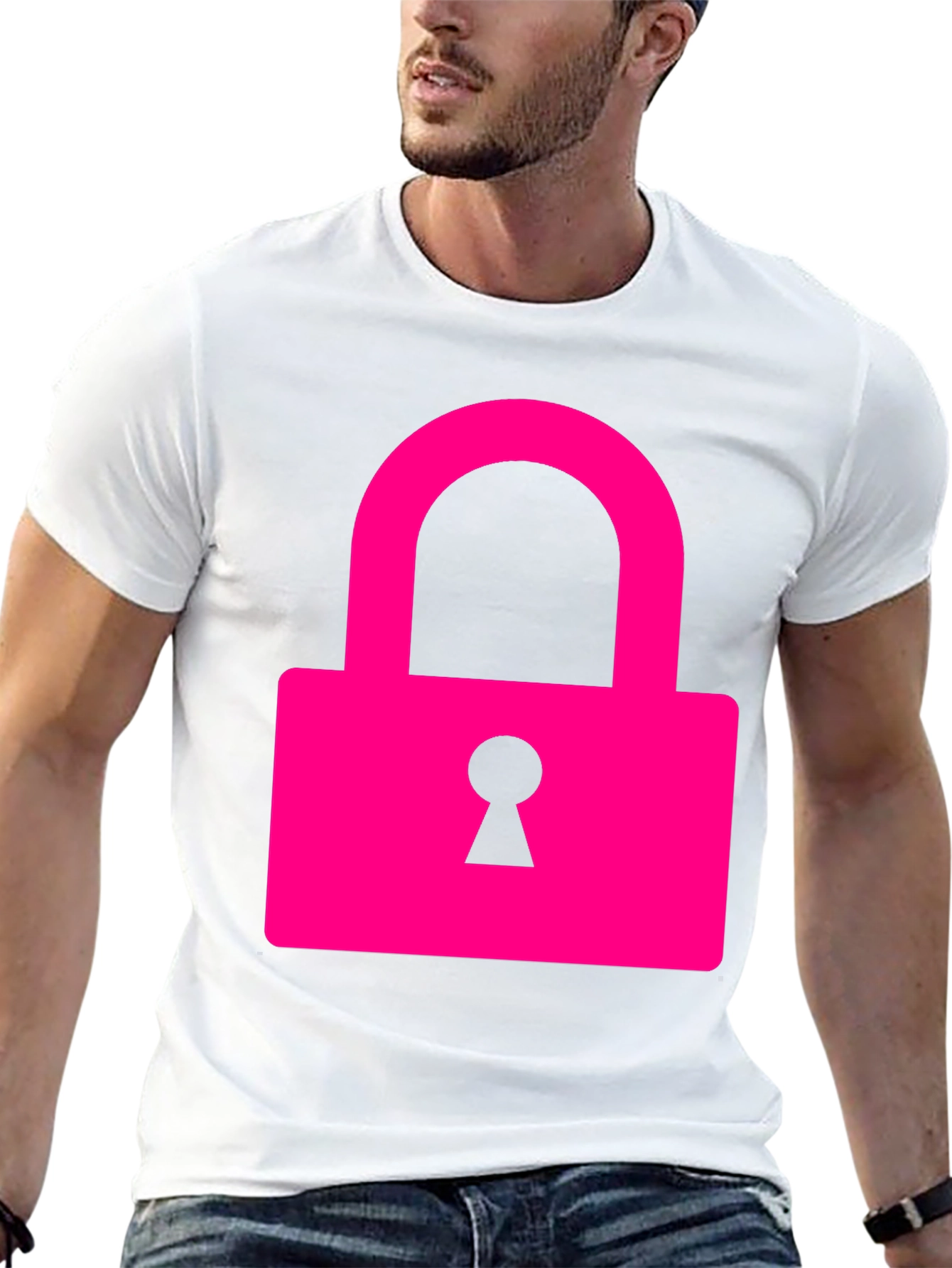 Cool Pink Lock Graphic T-Shirt