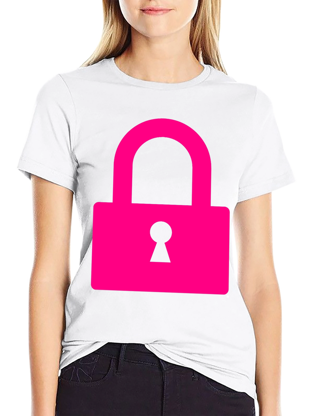 Cool Pink Lock Graphic T-Shirt