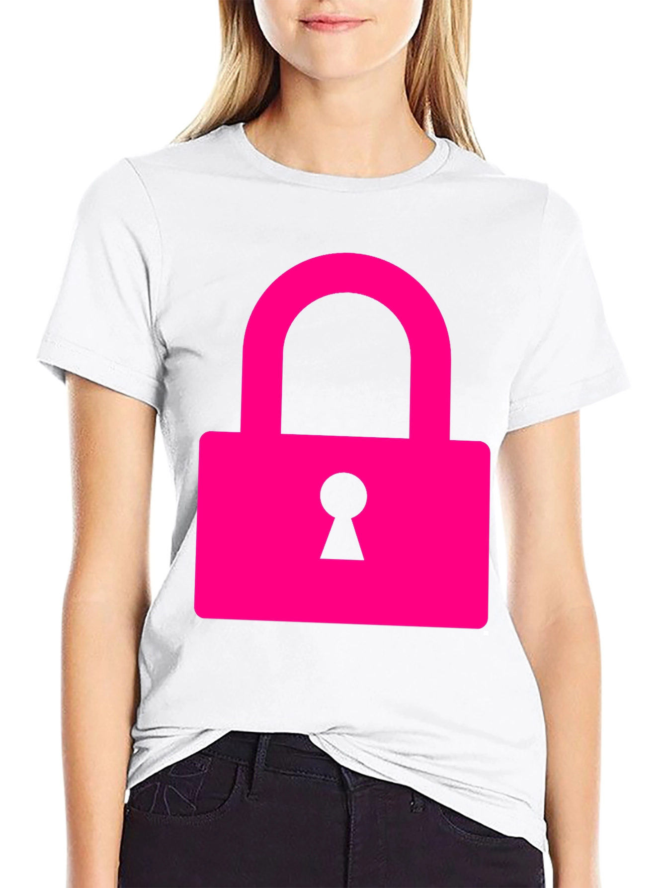 Cool Pink Lock Graphic T-Shirt