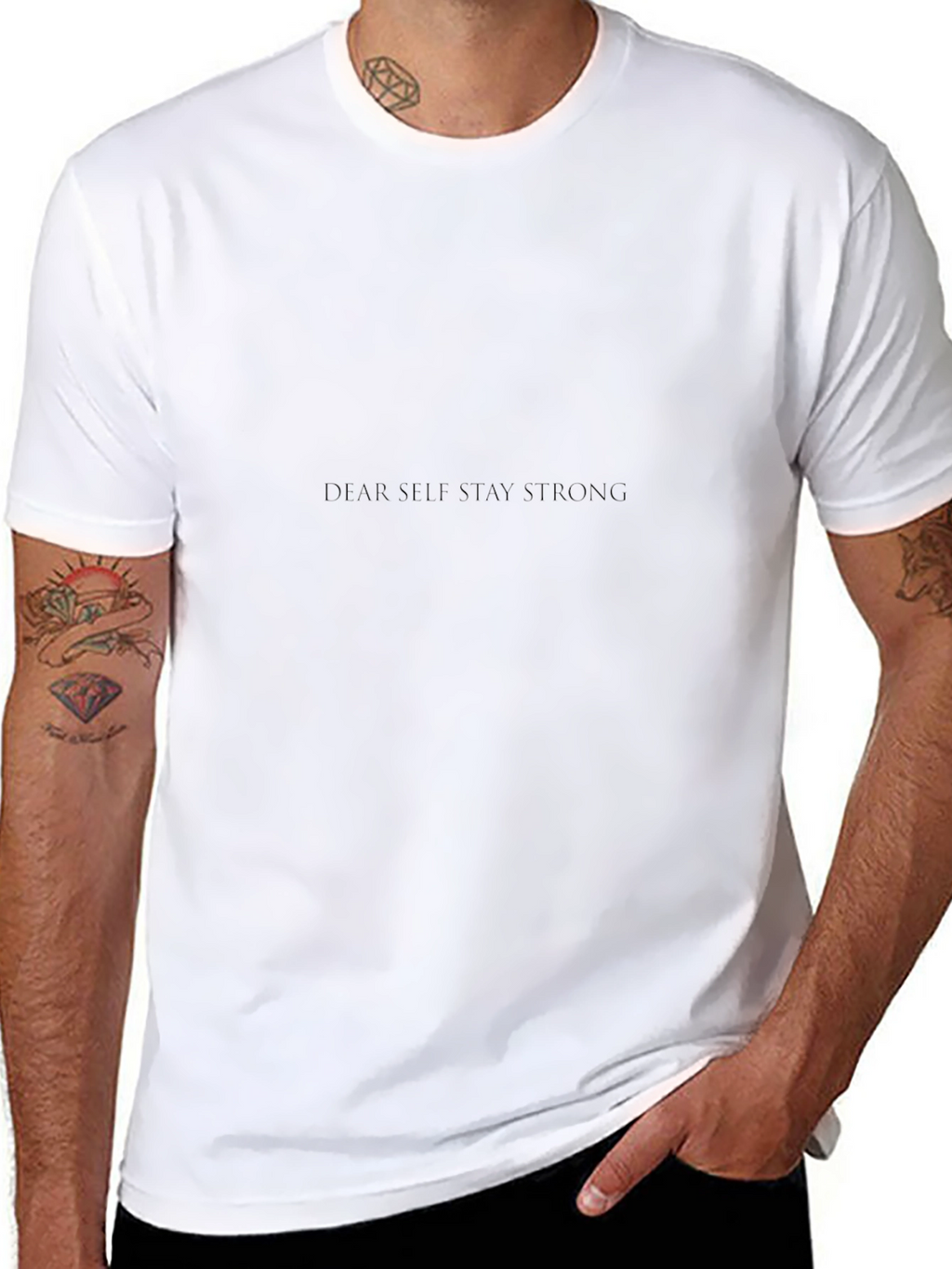 Stay Strong Black T-Shirt: Minimalist Design