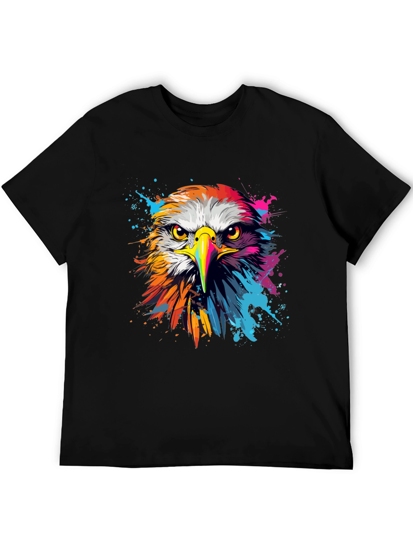 Vibrant Eagle Graphic Tee - Bold Black Cotton T-Shirt