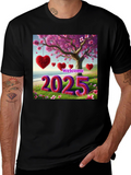Welcome 2025 T-Shirt Heart & Blossom Design