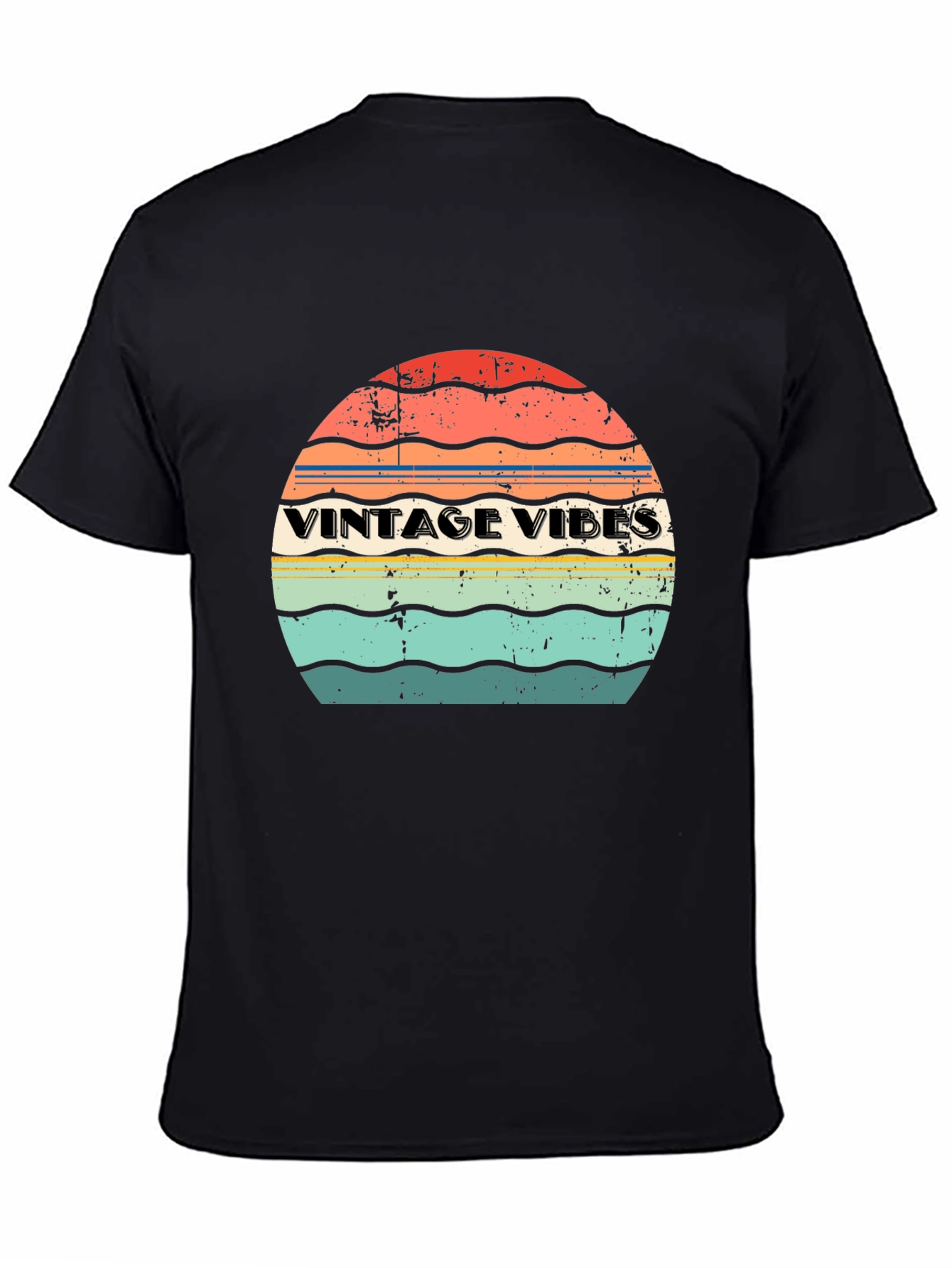 Vintage Vibes Retro Graphic T-Shirt - Black
