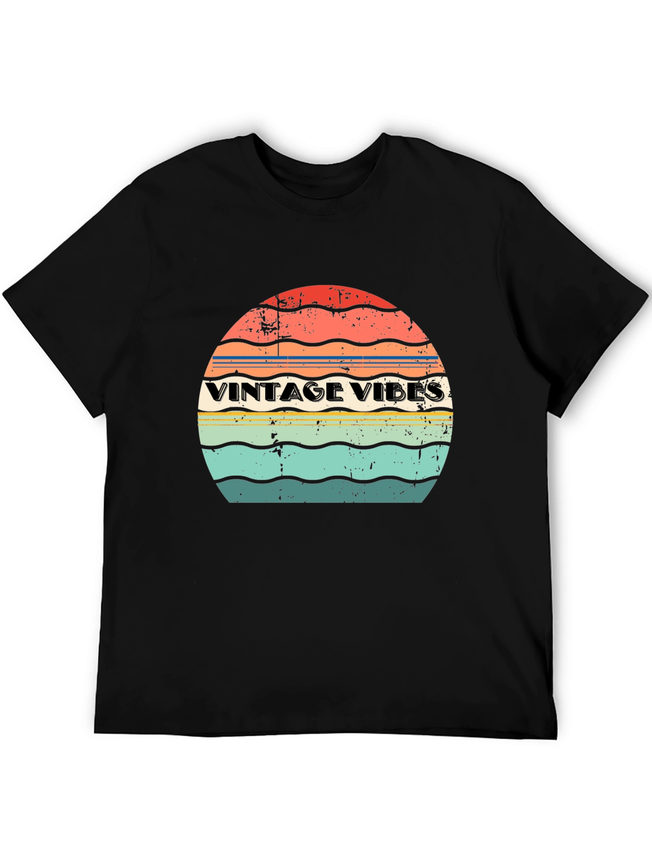 Vintage Vibes Retro Graphic T-Shirt - Black
