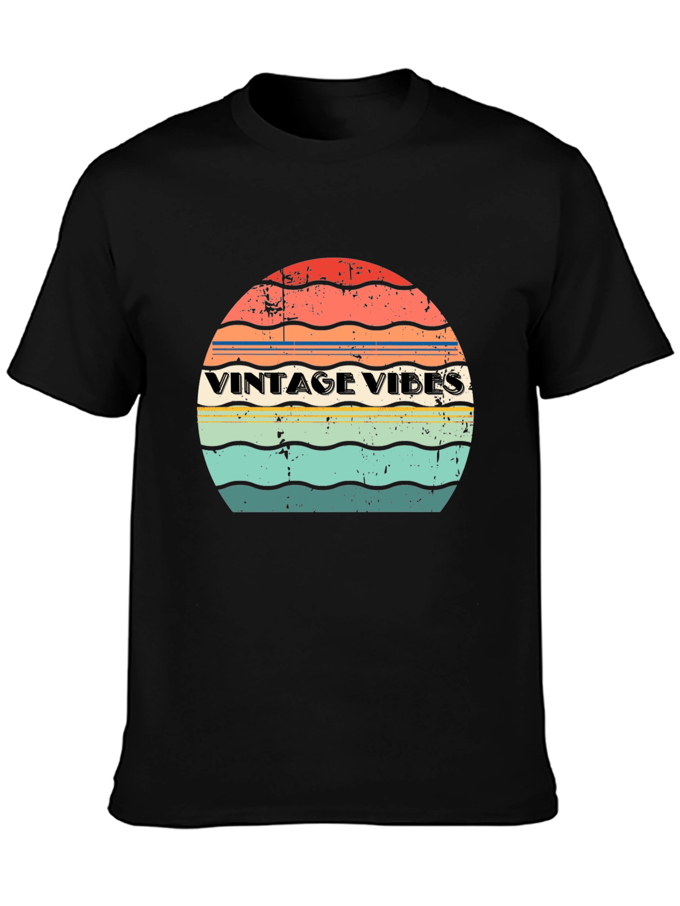 Vintage Vibes Retro Graphic T-Shirt - Black