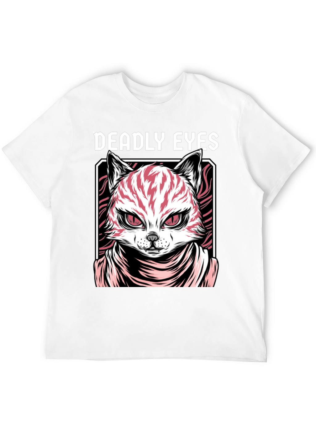 Deadly Eyes Cat Graphic Black T-Shirt