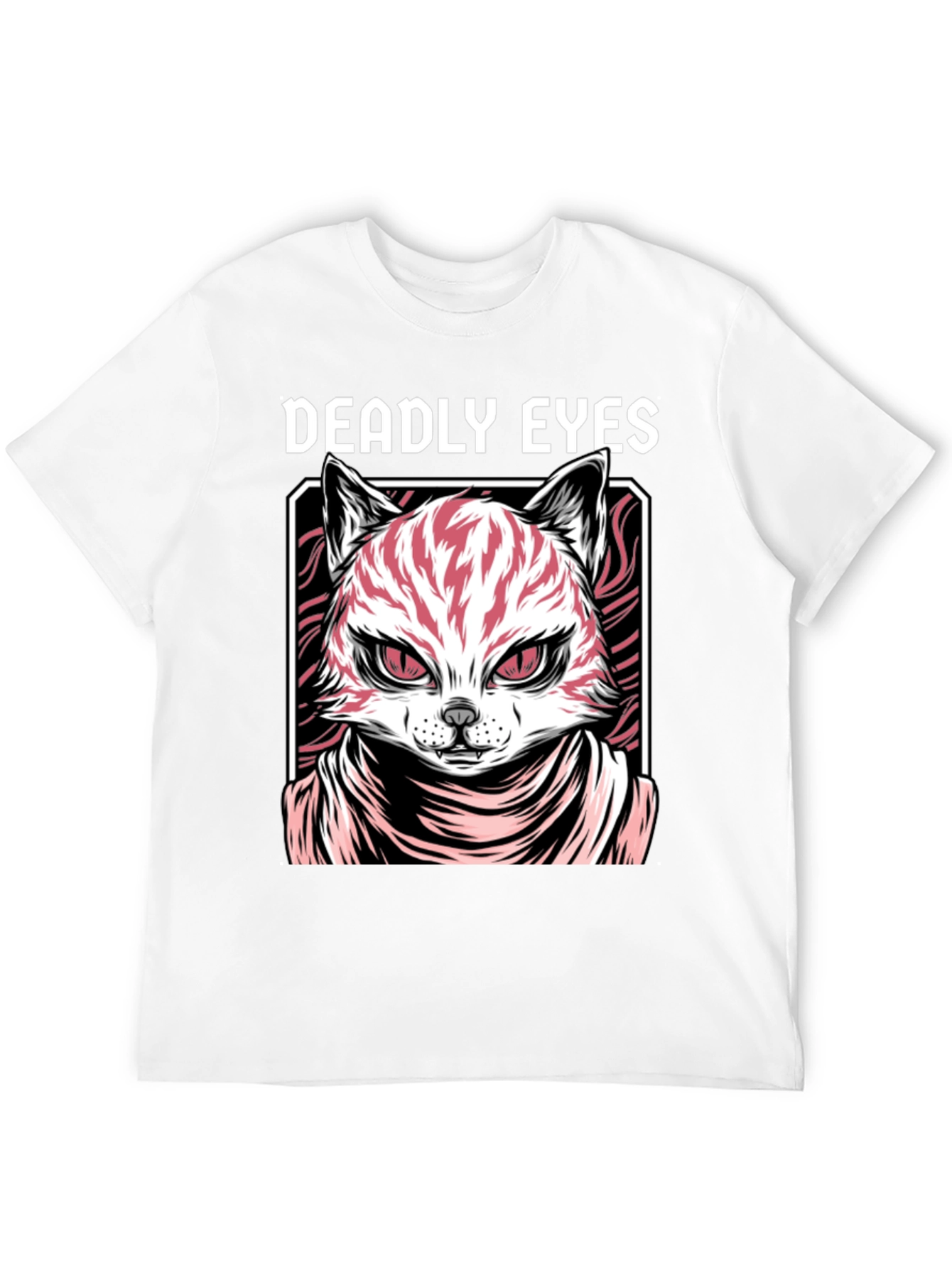 Deadly Eyes Cat Graphic Black T-Shirt