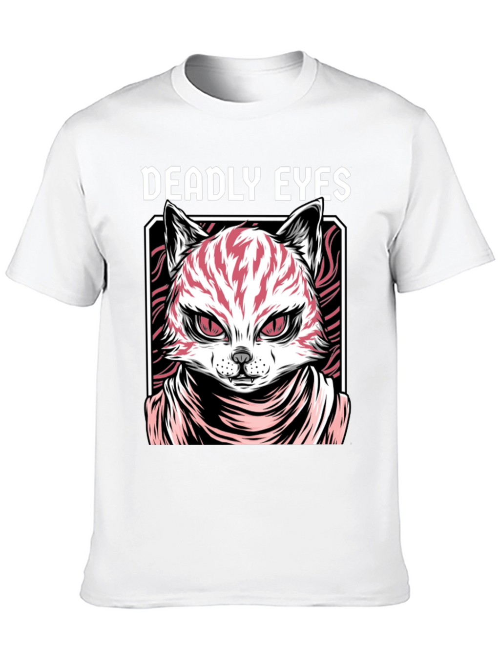 Deadly Eyes Cat Graphic Black T-Shirt