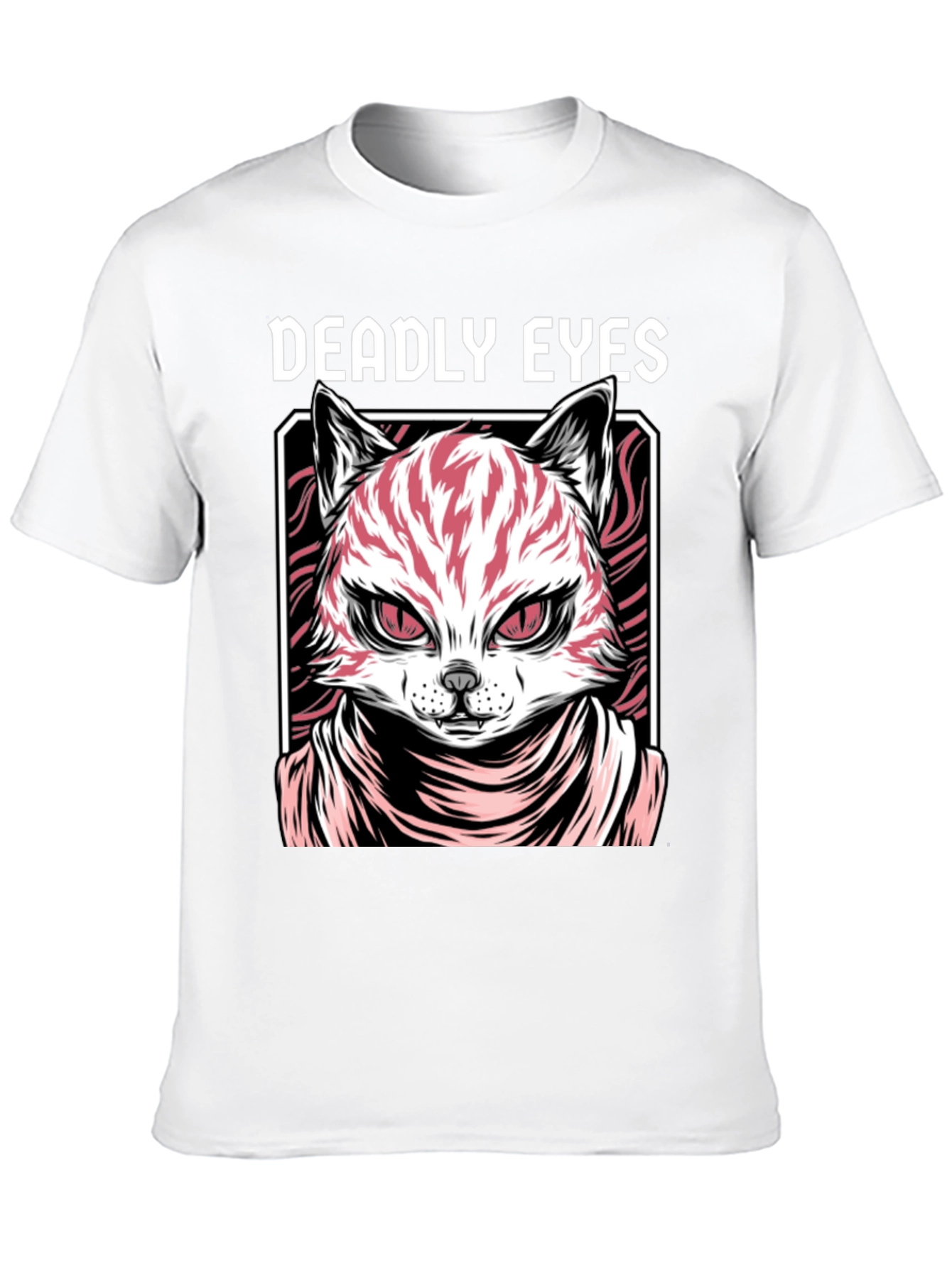 Deadly Eyes Cat Graphic Black T-Shirt