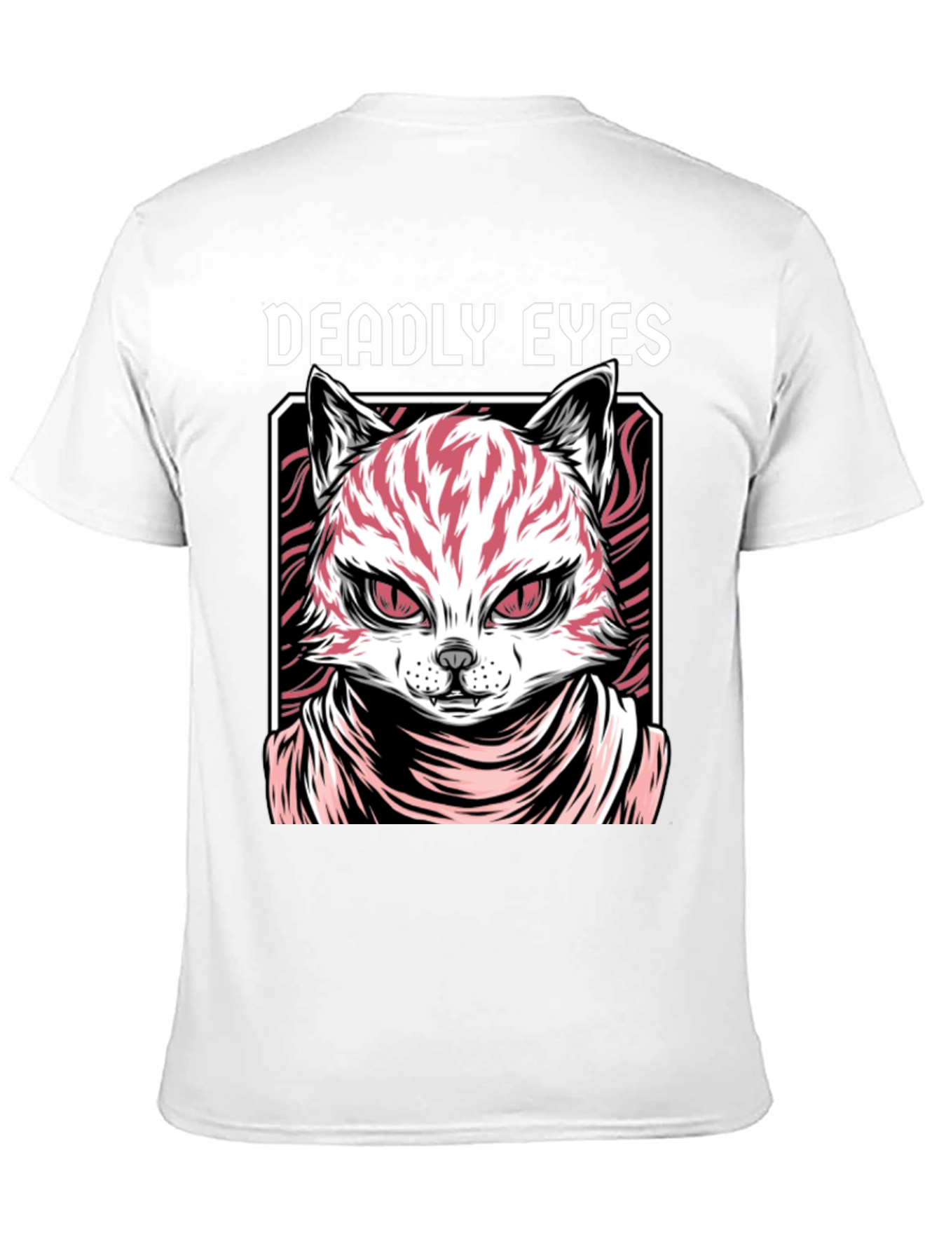 Deadly Eyes Cat Graphic Black T-Shirt