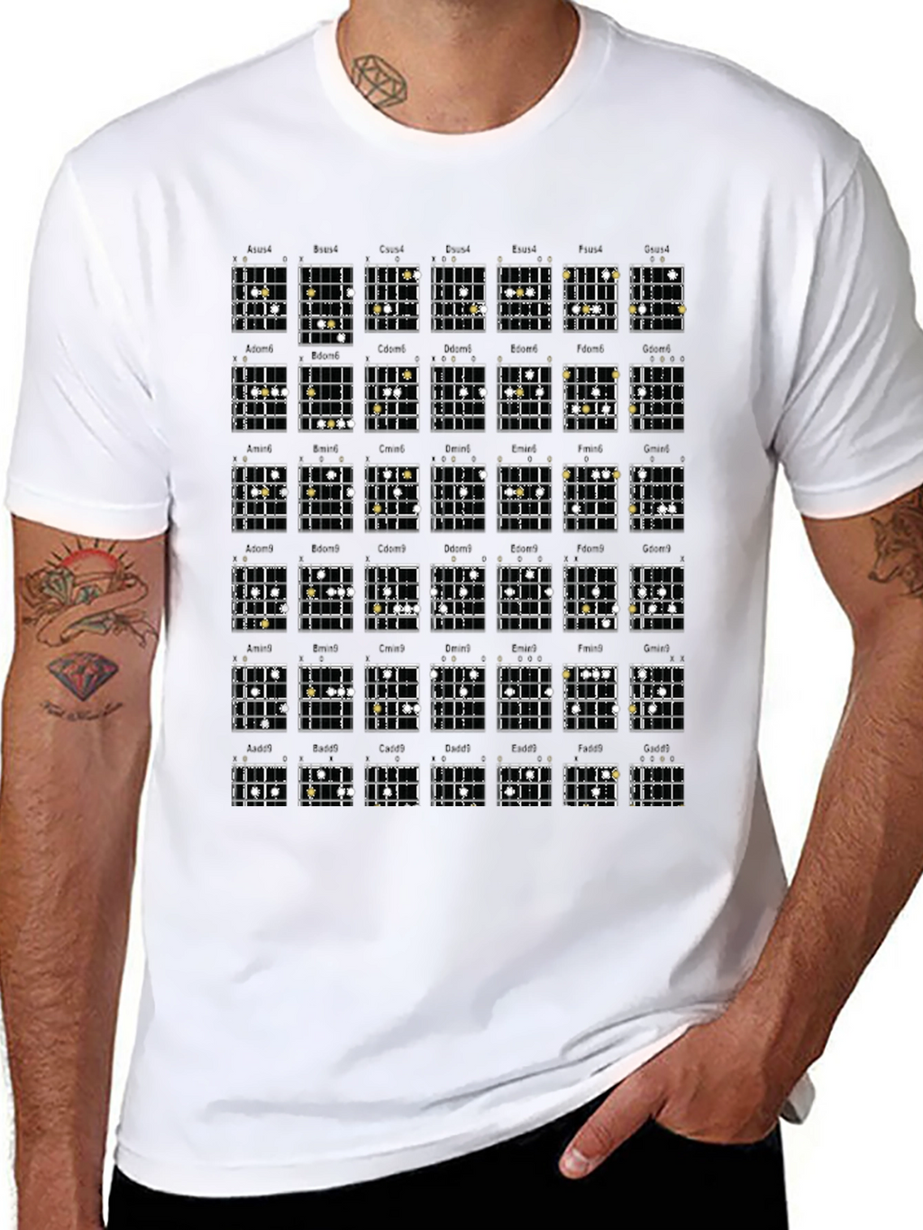 Guitar Chords Graphic Print T-Shirt