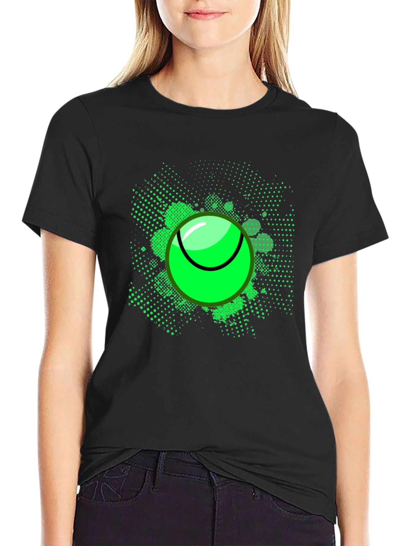 Neon Tennis Ball Graphic Tee - Mens Black T-Shirt
