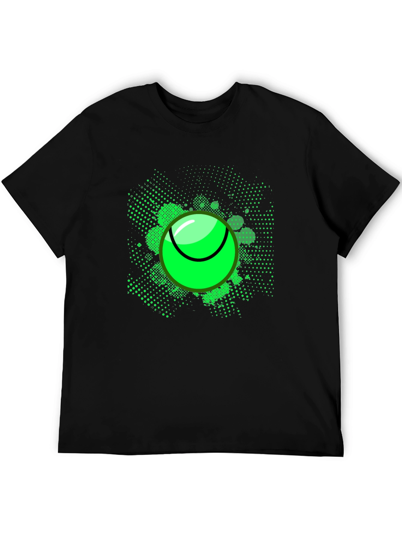 Neon Tennis Ball Graphic Tee - Mens Black T-Shirt
