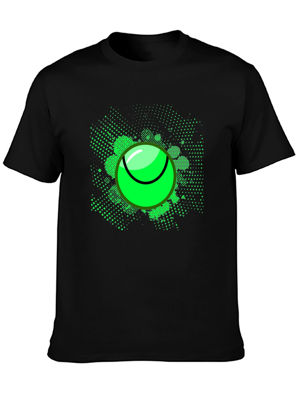Neon Tennis Ball Graphic Tee - Mens Black T-Shirt