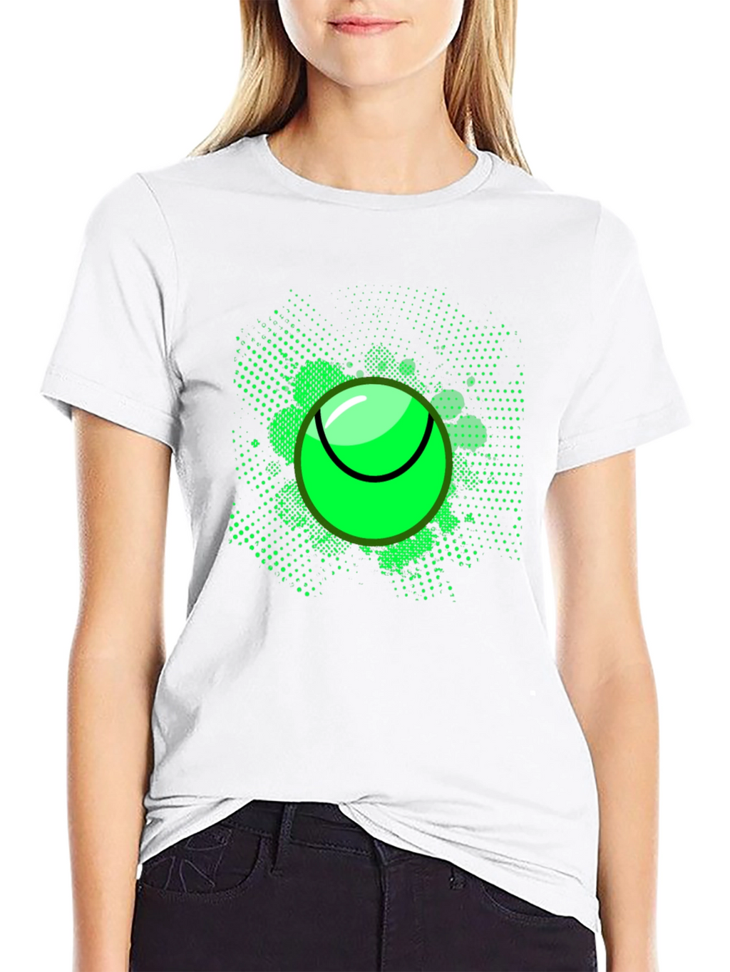 Neon Tennis Ball Graphic Tee - Mens Black T-Shirt