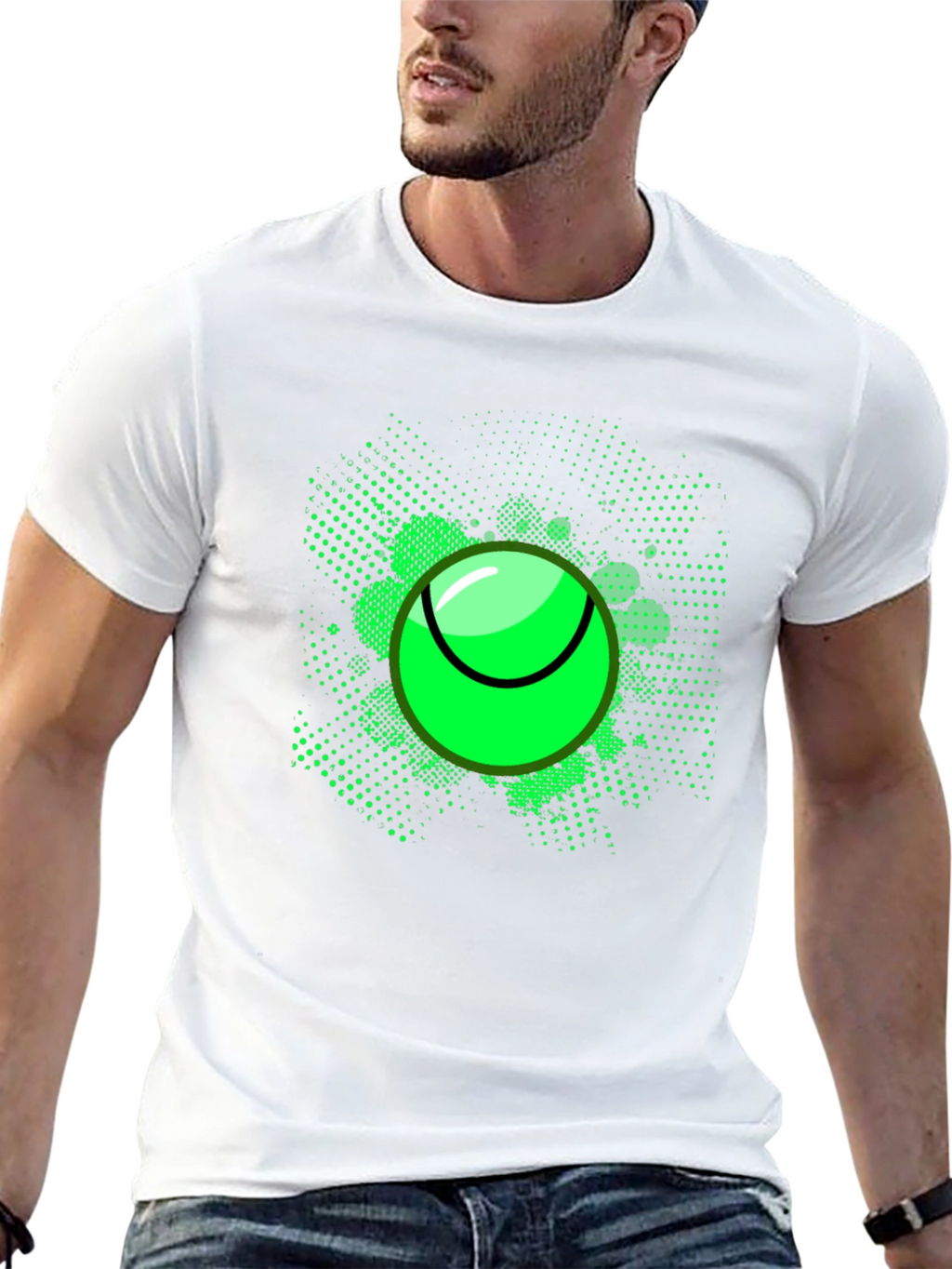 Neon Tennis Ball Graphic Tee - Mens Black T-Shirt
