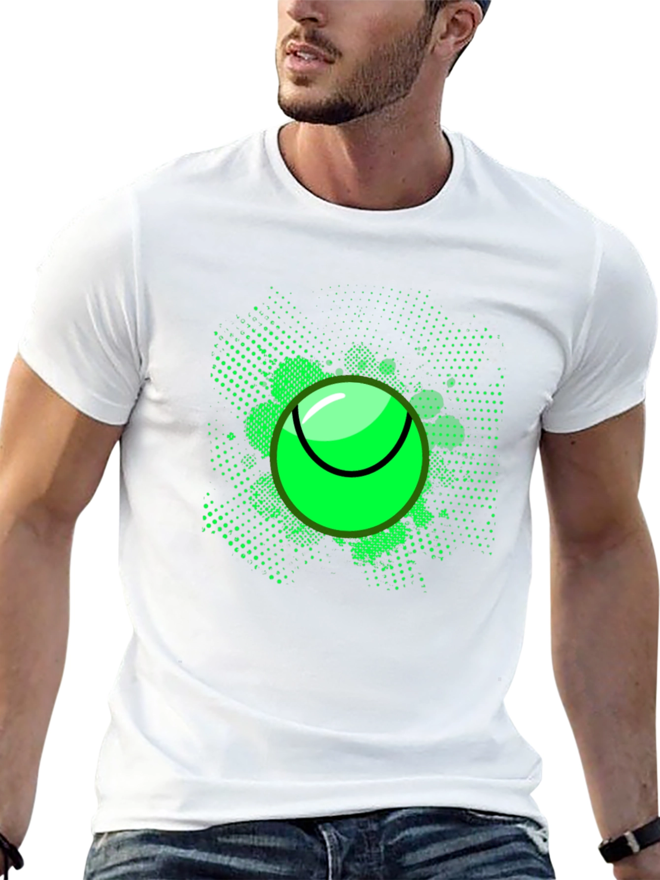 Neon Tennis Ball Graphic Tee - Mens Black T-Shirt