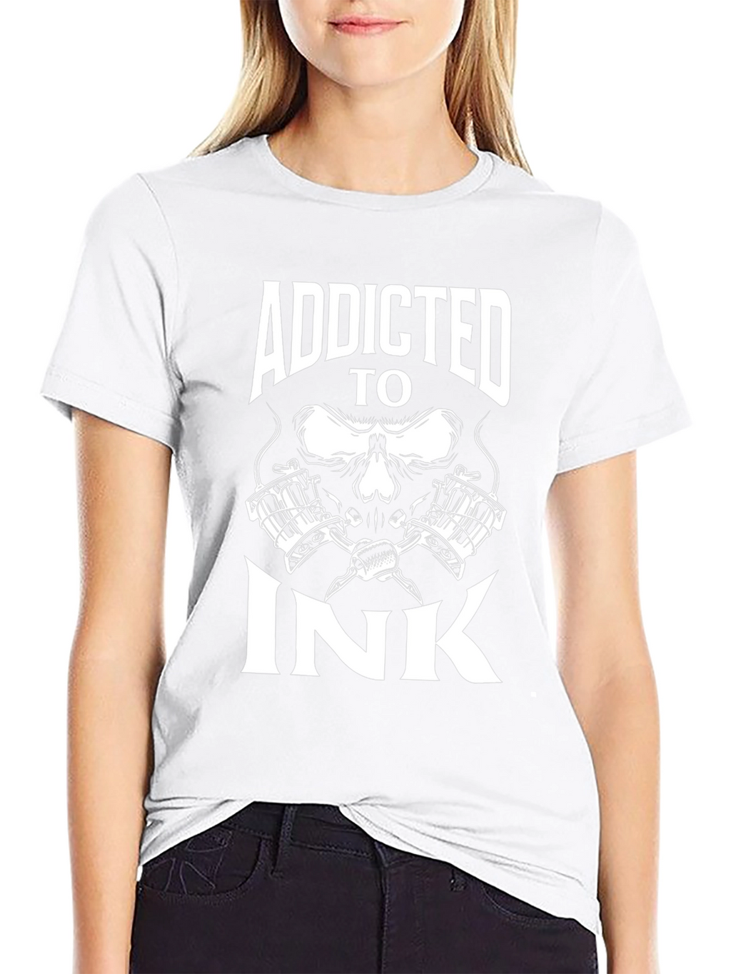 Addicted To Ink Skull Tattoo Artist Black T-Shirt