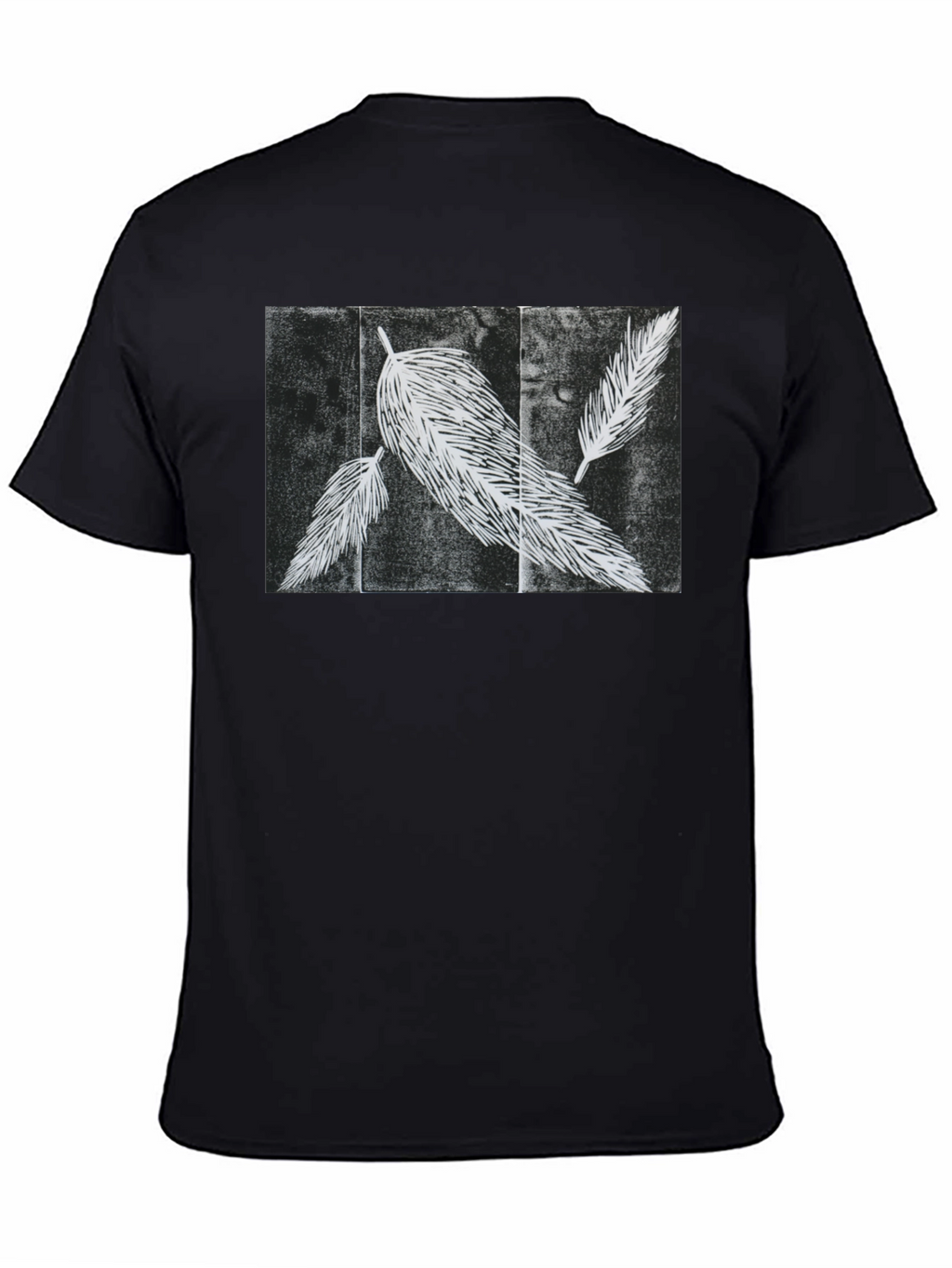Feather Print Black T-Shirt