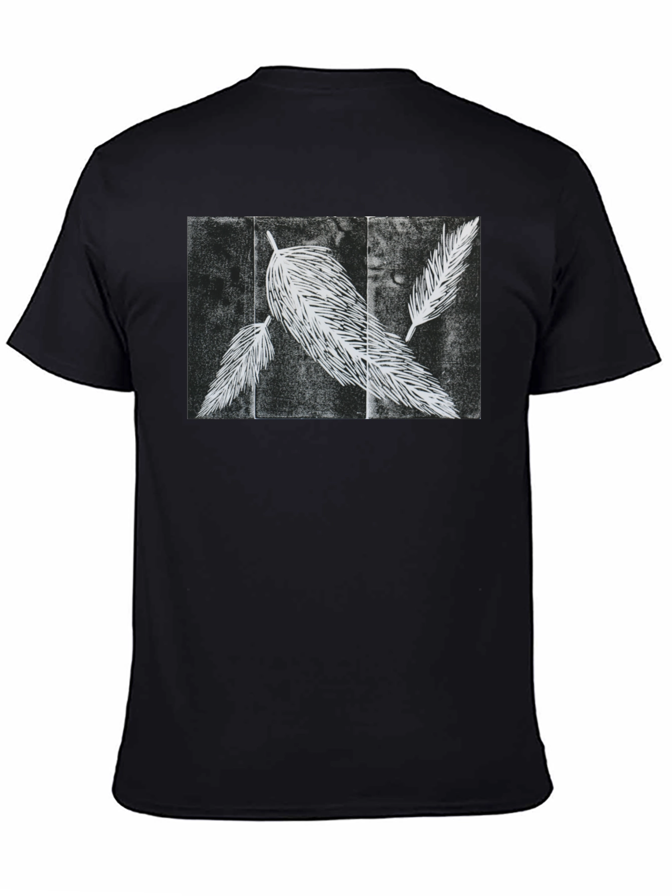 Feather Print Black T-Shirt