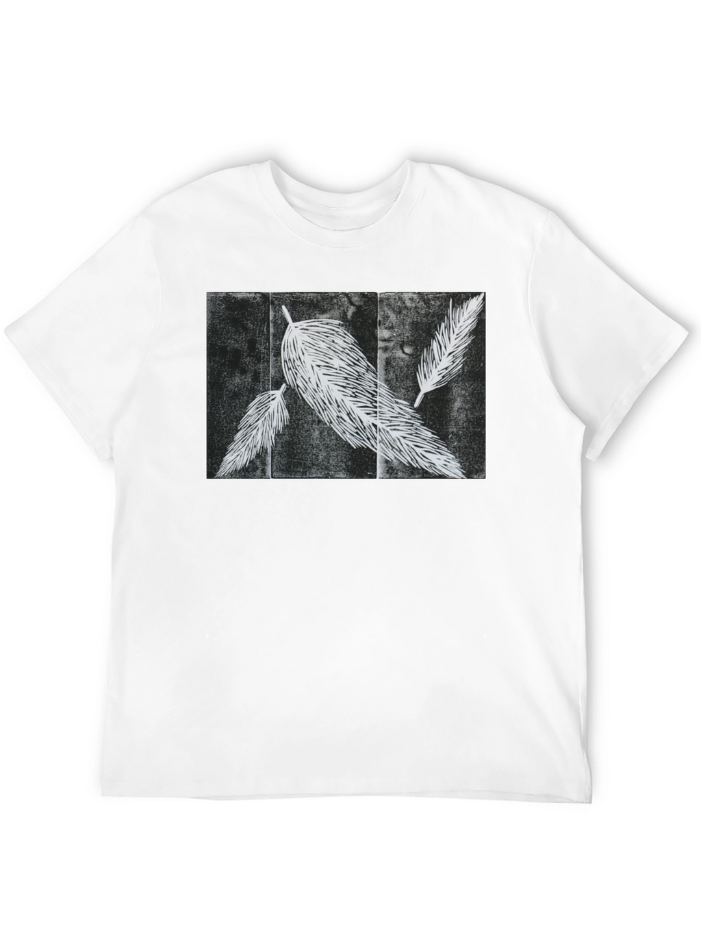 Feather Print Black T-Shirt