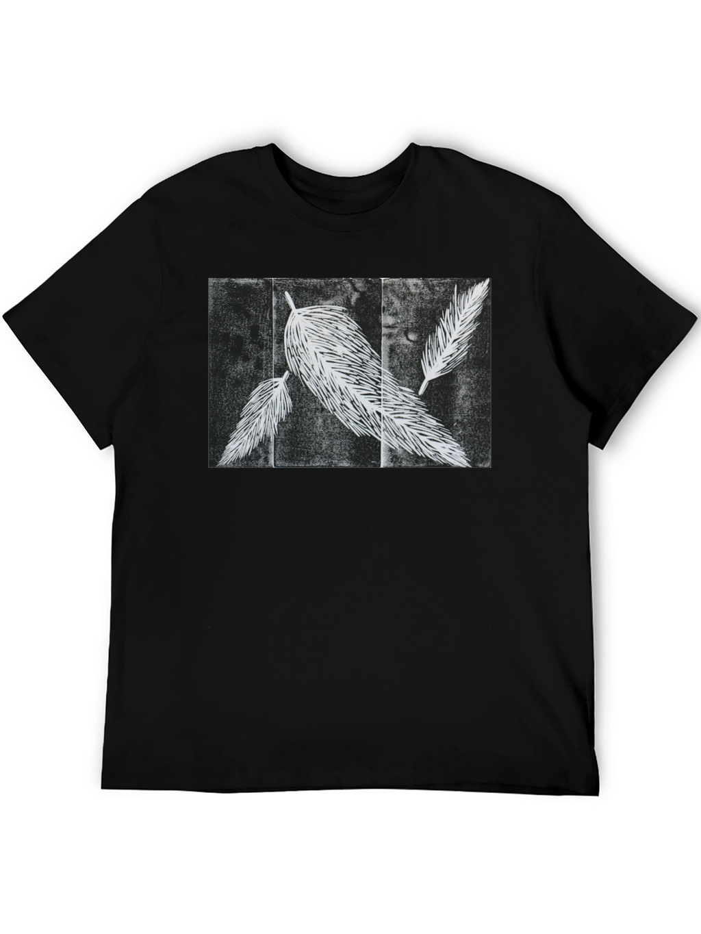 Feather Print Black T-Shirt