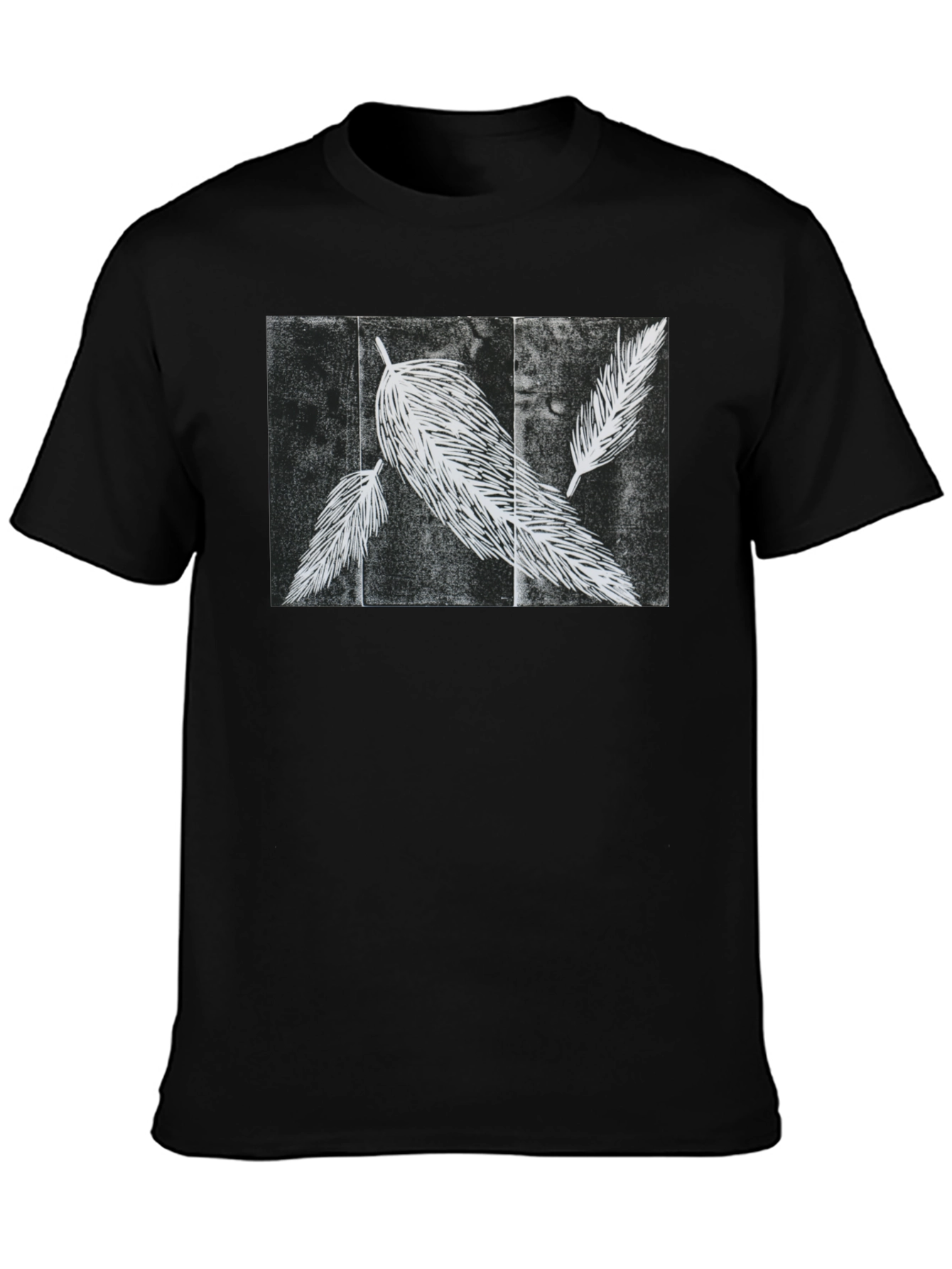 Feather Print Black T-Shirt