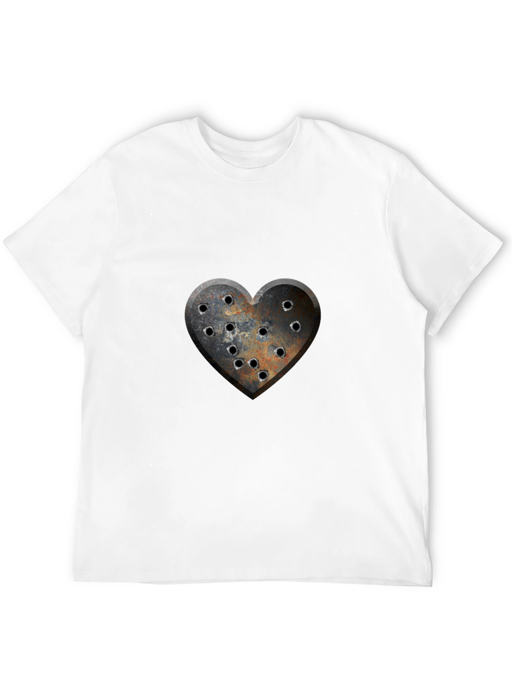 Distressed Heart Bullet Hole Graphic T-Shirt