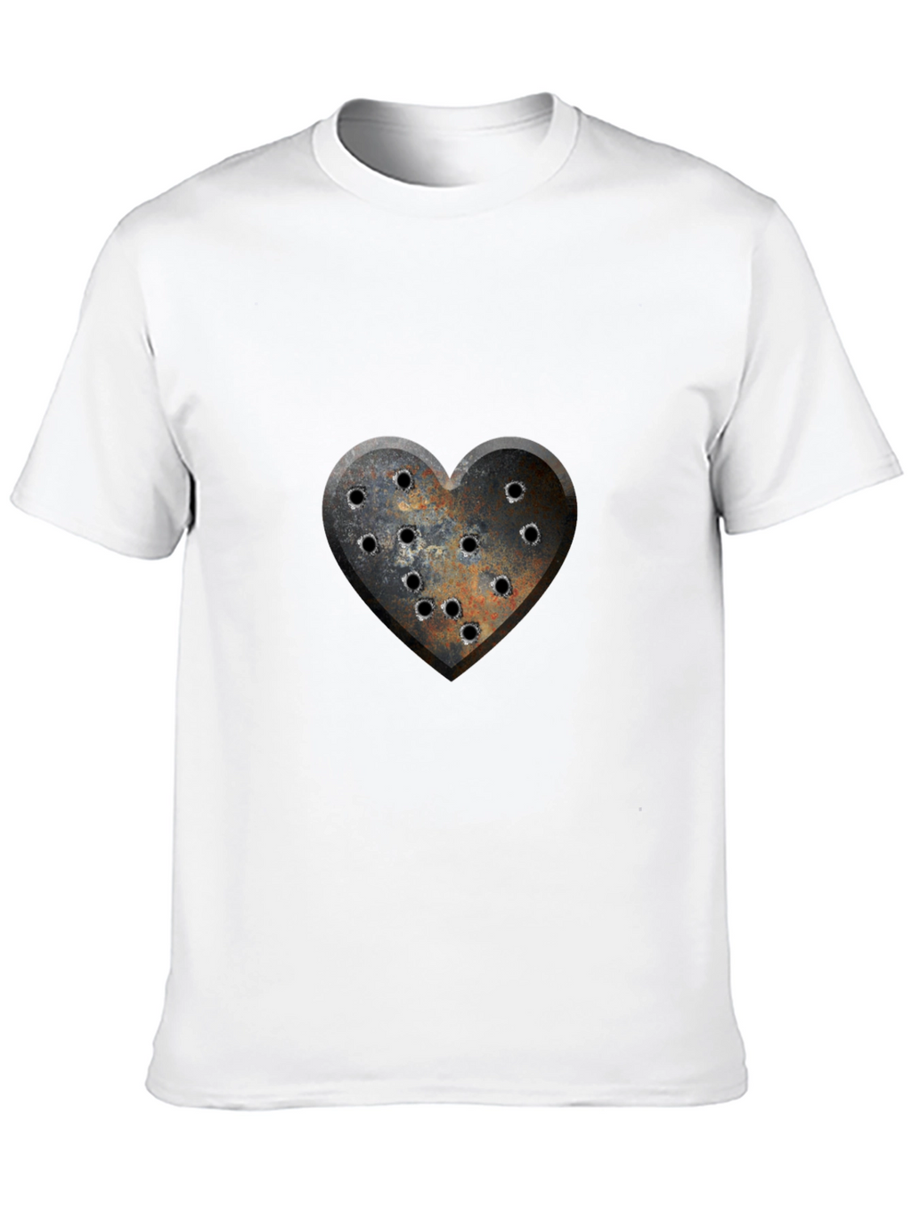 Distressed Heart Bullet Hole Graphic T-Shirt