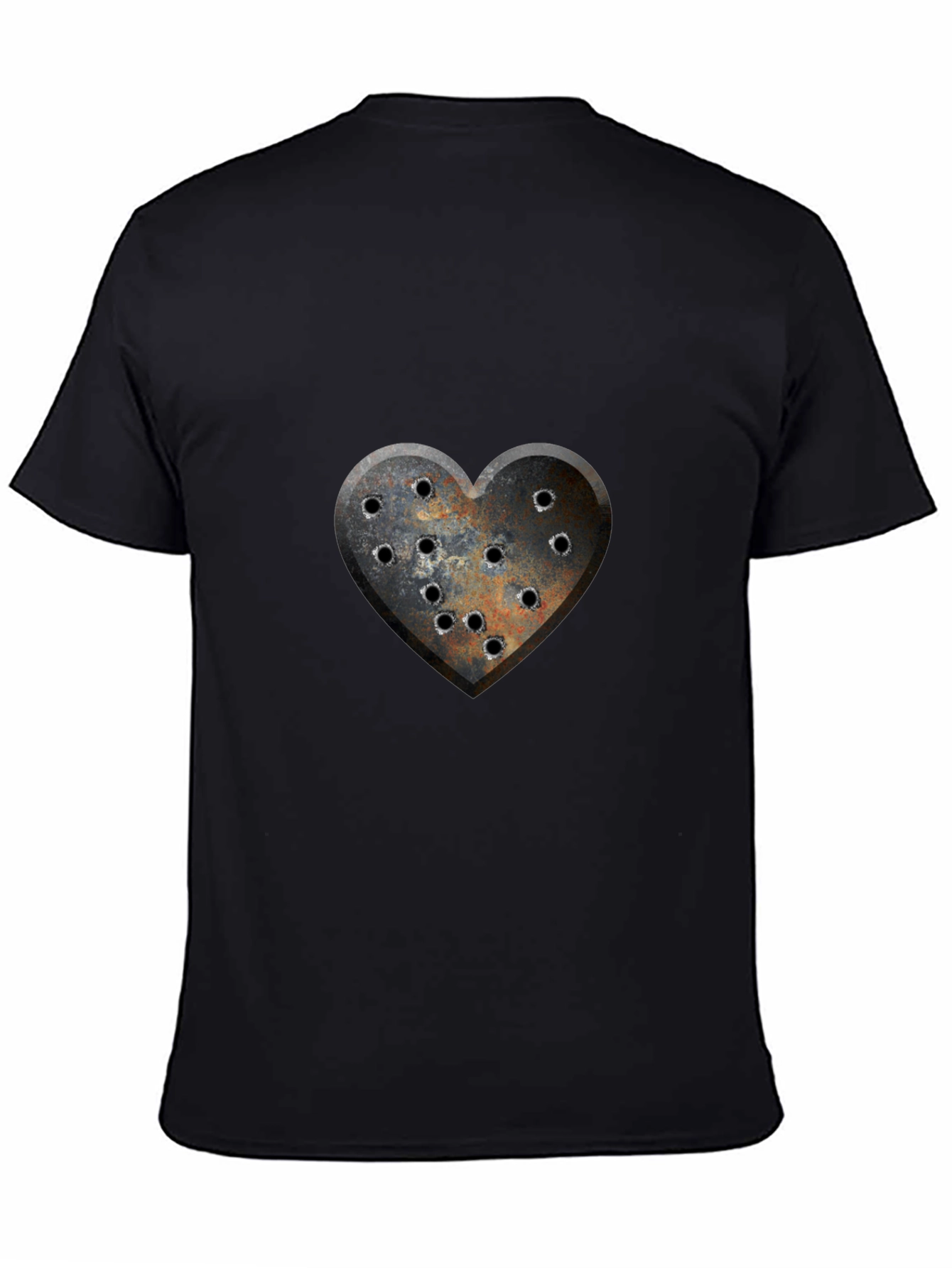 Distressed Heart Bullet Hole Graphic T-Shirt