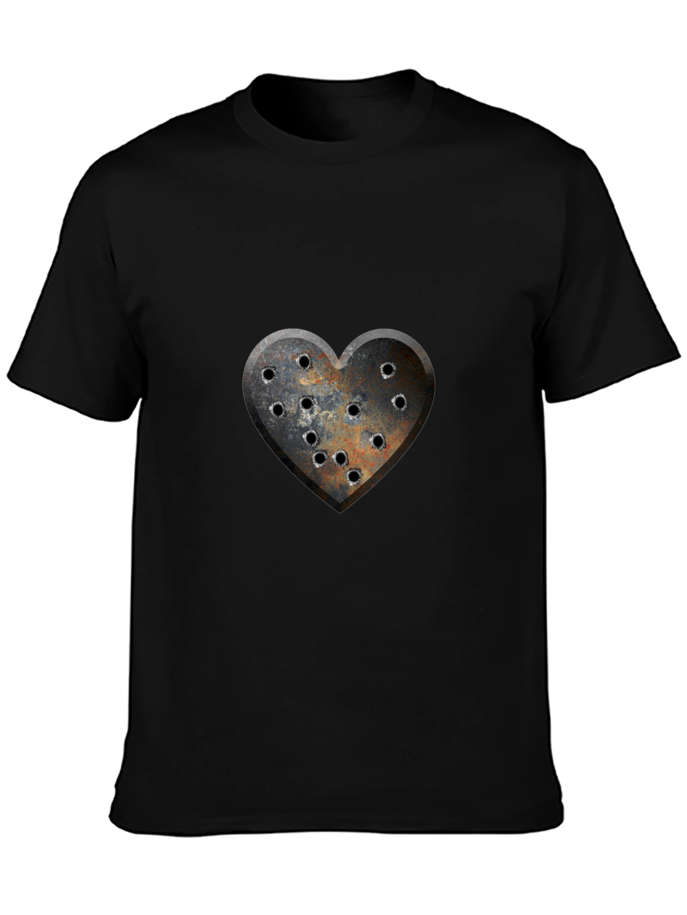 Distressed Heart Bullet Hole Graphic T-Shirt