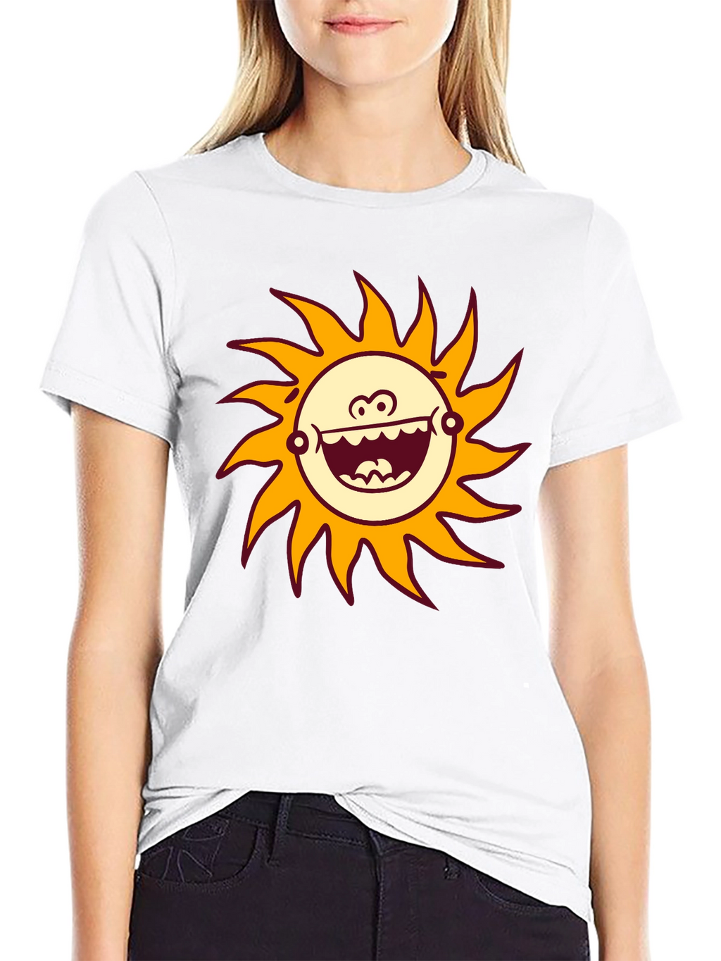 Funny Sun Graphic Black T-Shirt