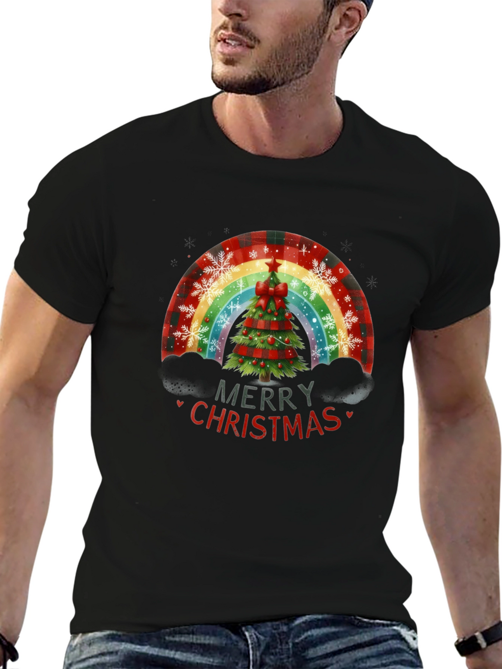 Merry Christmas Tree Rainbow T-Shirt