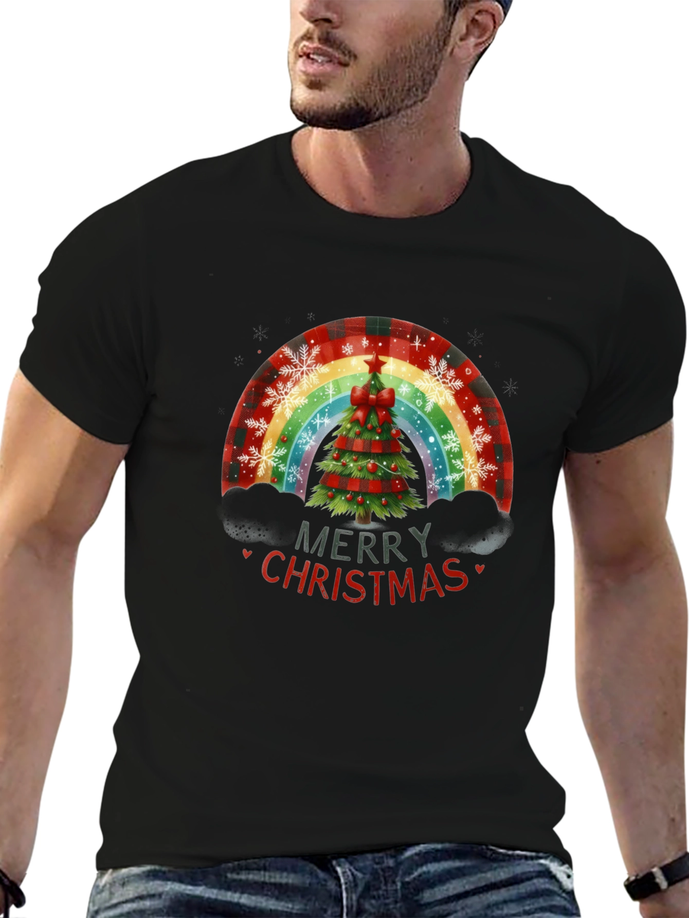 Merry Christmas Tree Rainbow T-Shirt
