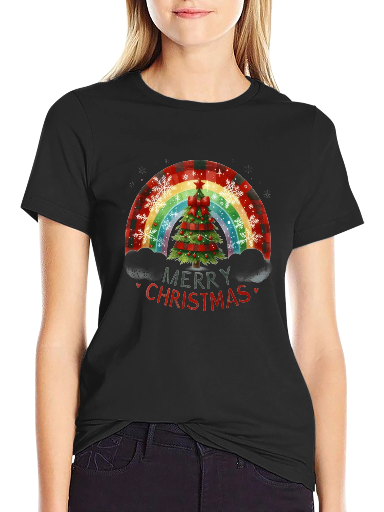 Merry Christmas Tree Rainbow T-Shirt