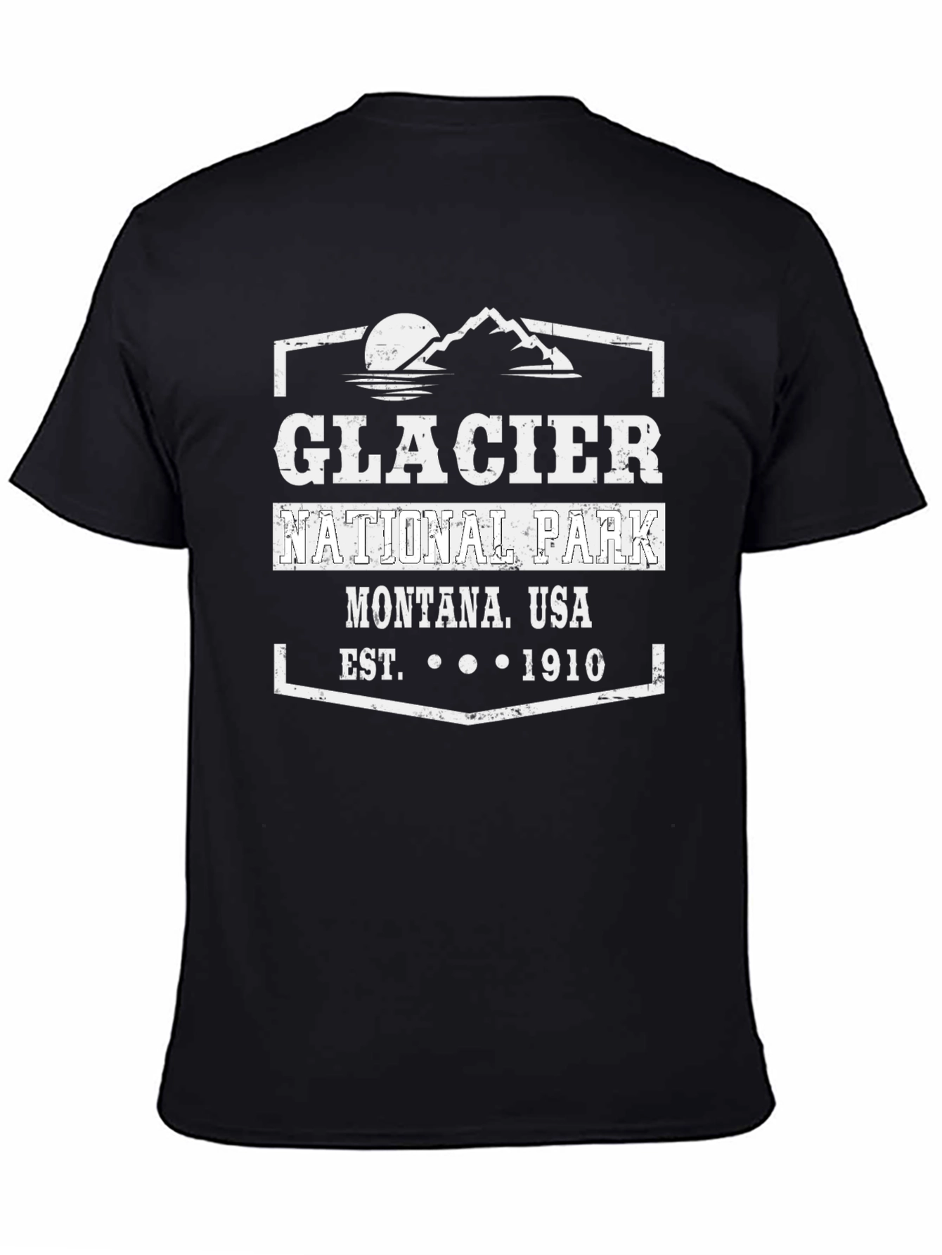 Glacier National Park Black Graphic T-Shirt