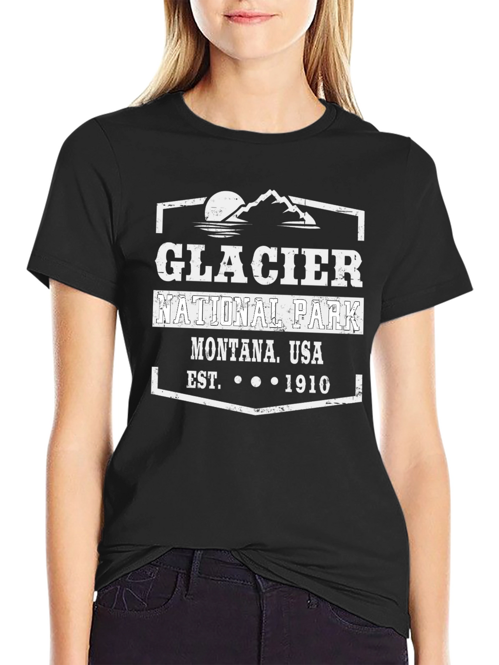 Glacier National Park Black Graphic T-Shirt