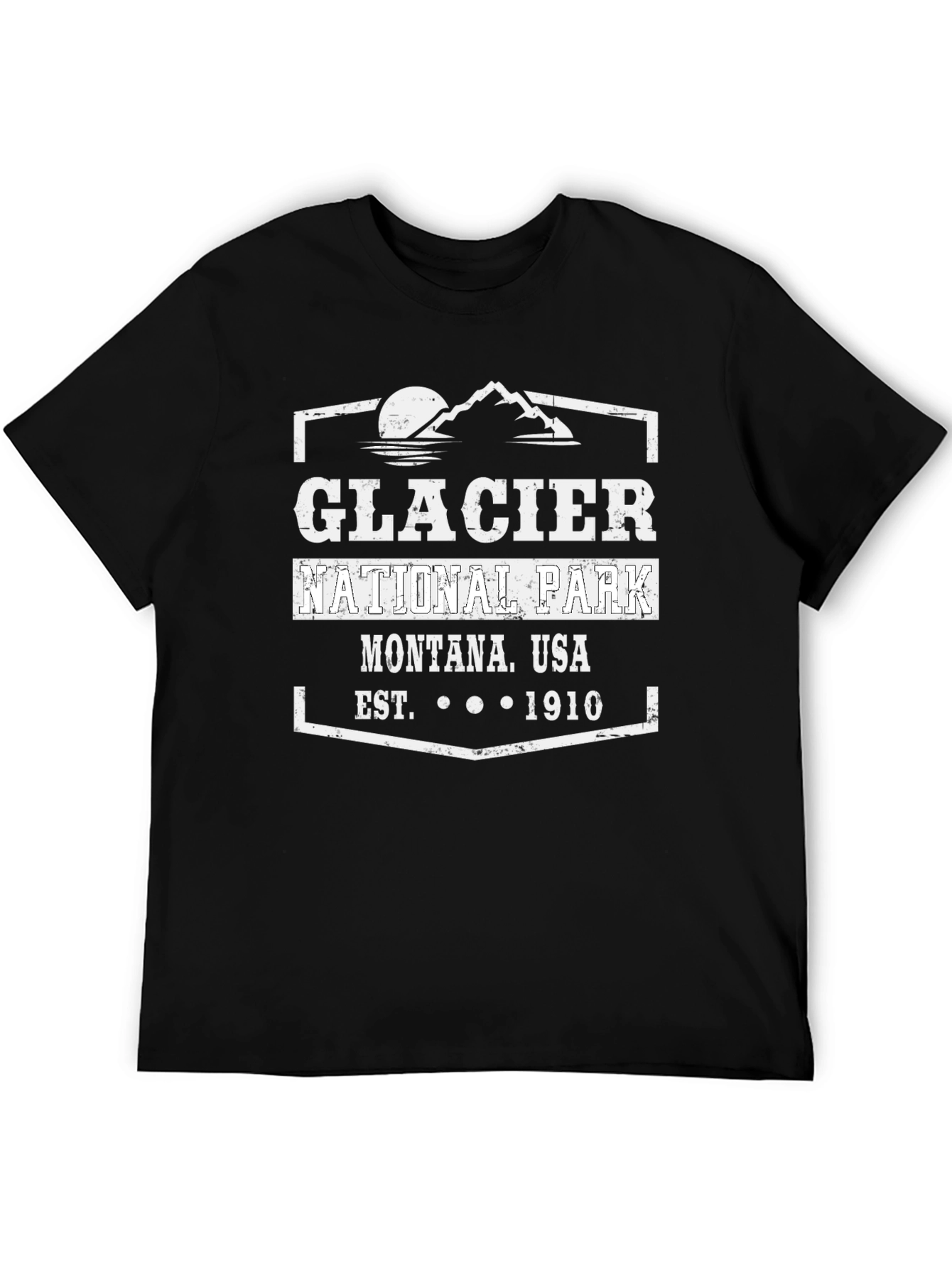 Glacier National Park Black Graphic T-Shirt