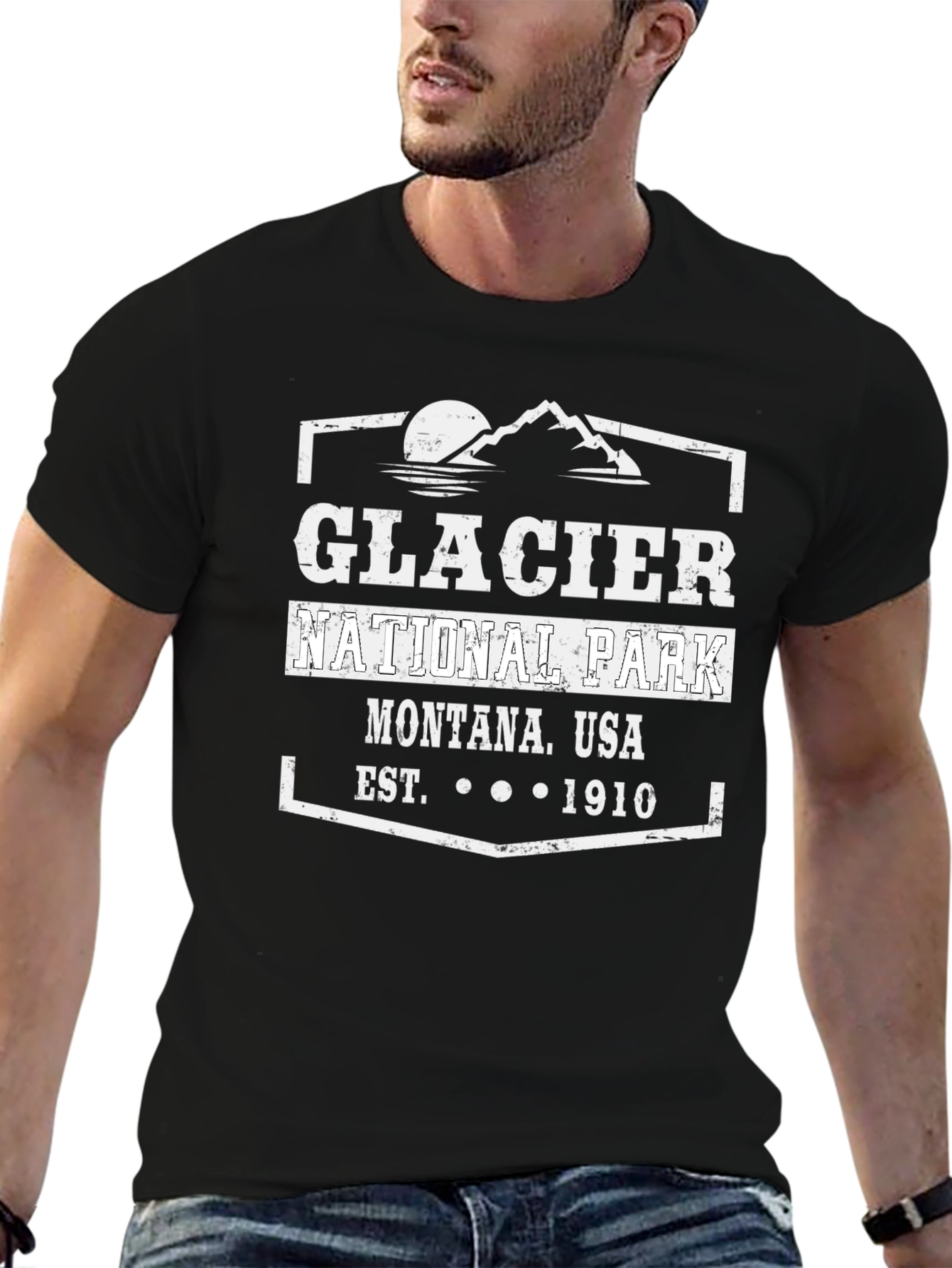 Glacier National Park Black Graphic T-Shirt
