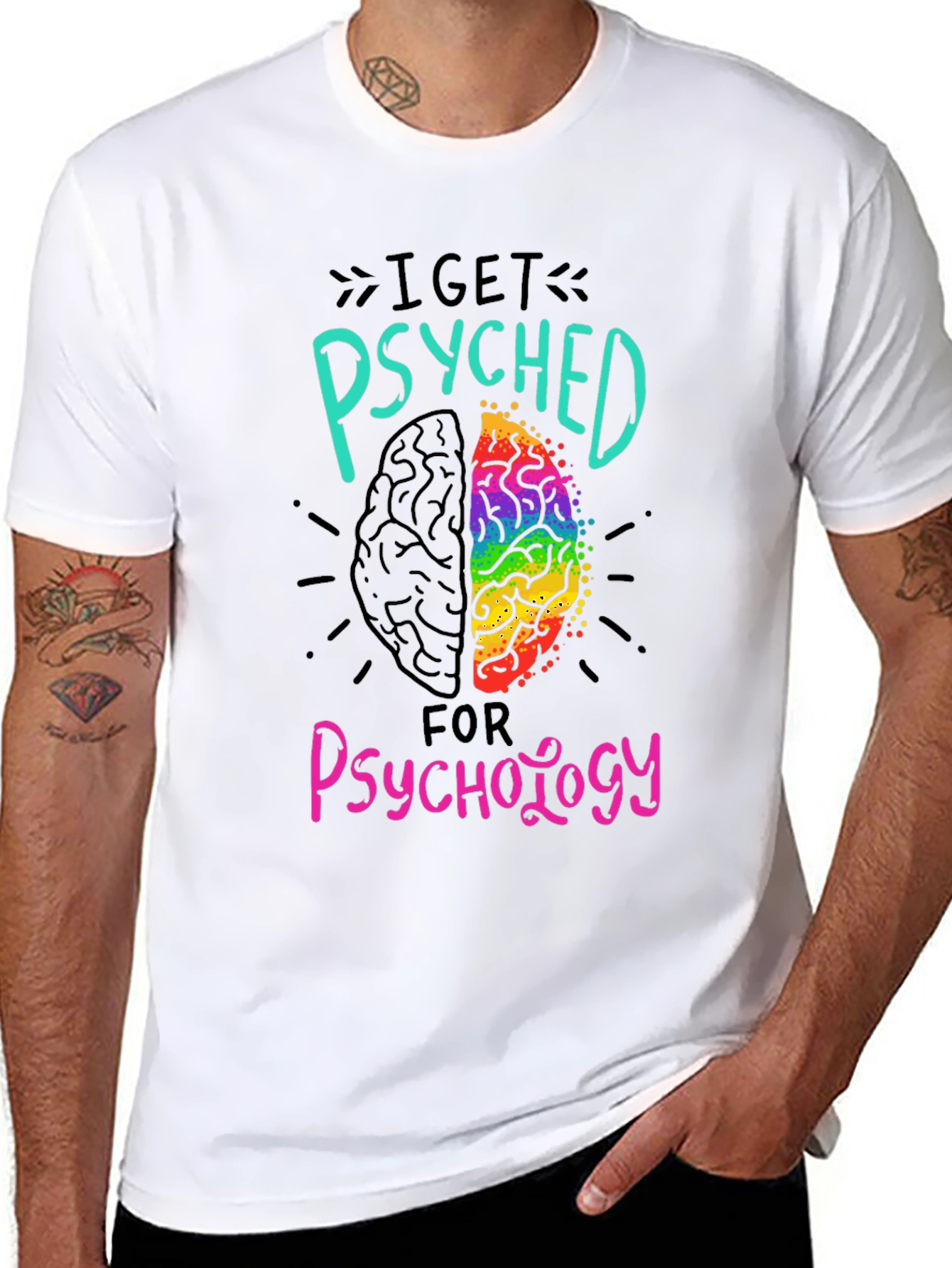I Get Psyched for Psychology Black T-Shirt