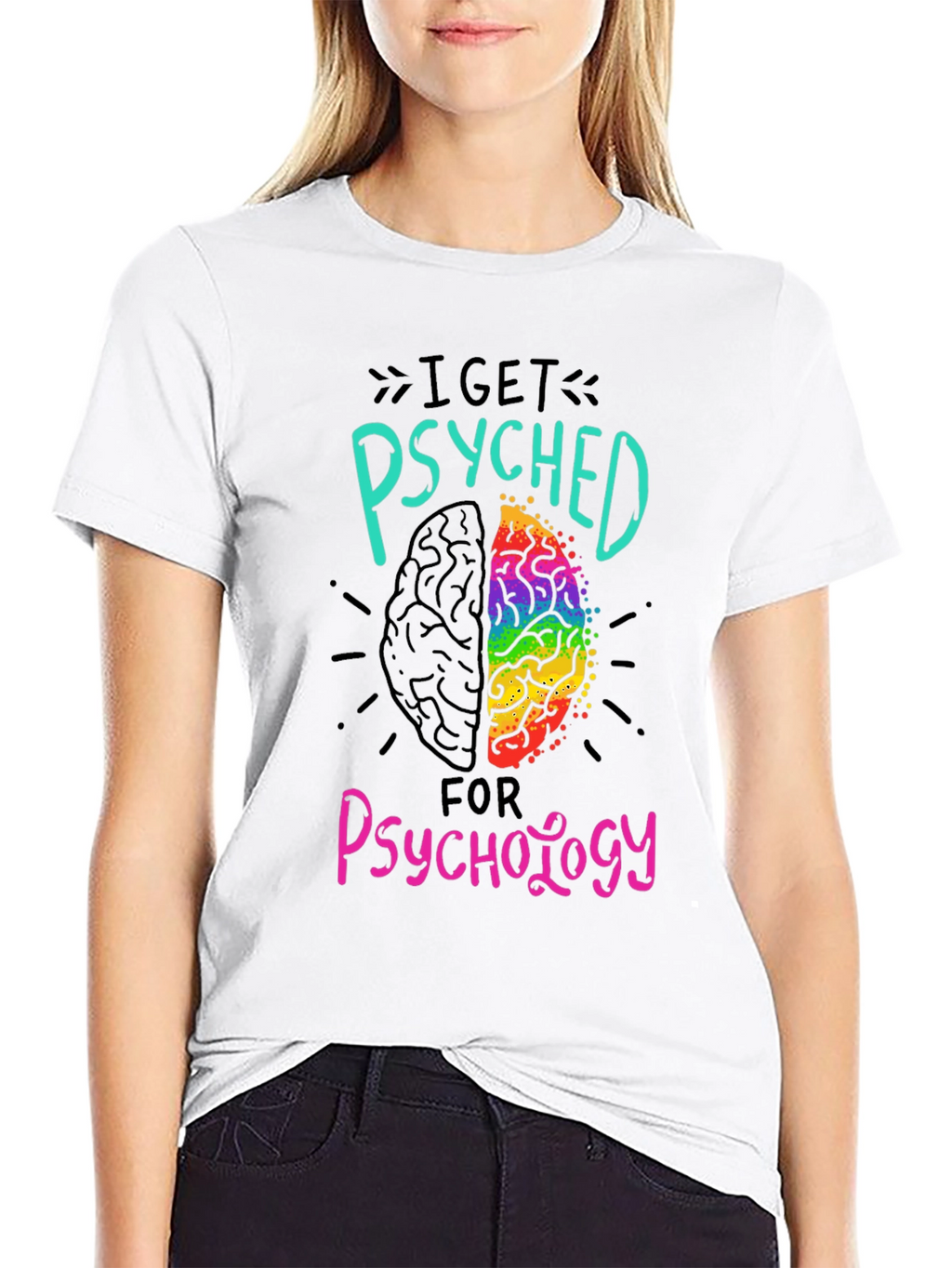I Get Psyched for Psychology Black T-Shirt