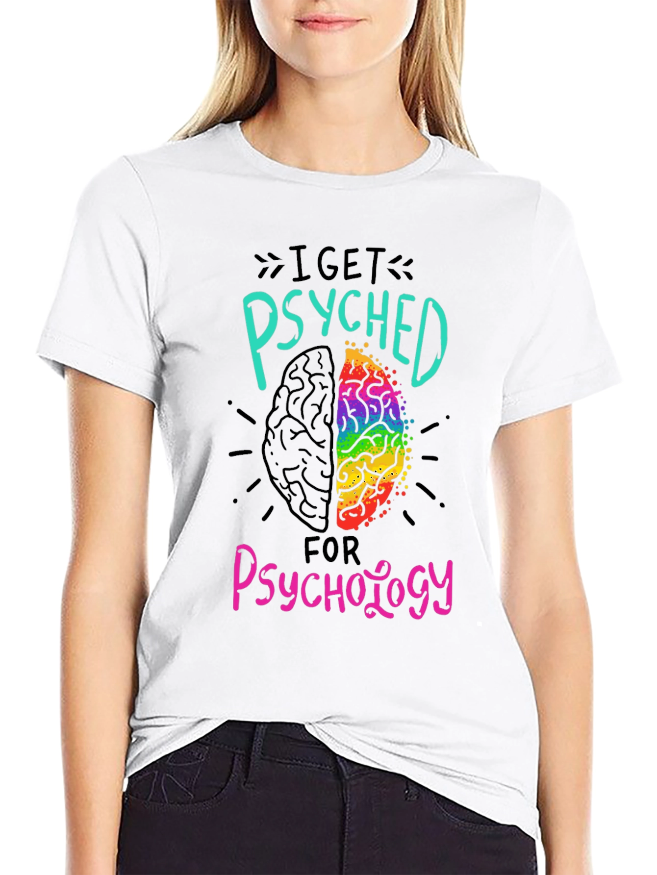I Get Psyched for Psychology Black T-Shirt