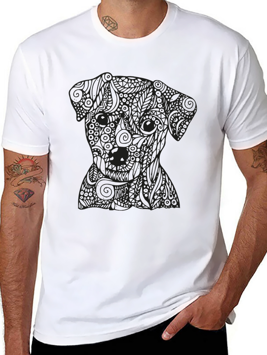 Black Dog Graphic Tee - Stylish Mens T-Shirt