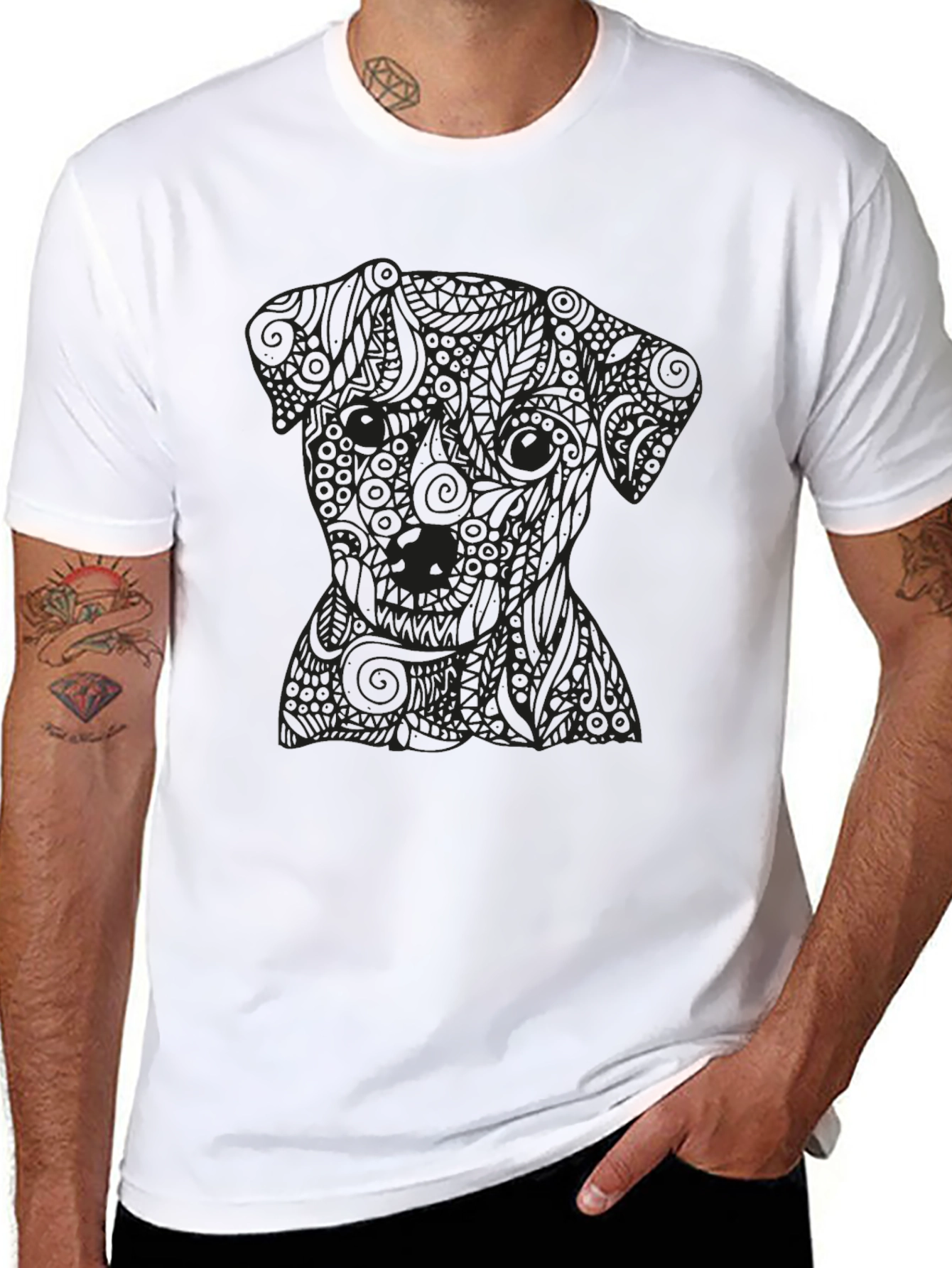 Black Dog Graphic Tee - Stylish Mens T-Shirt
