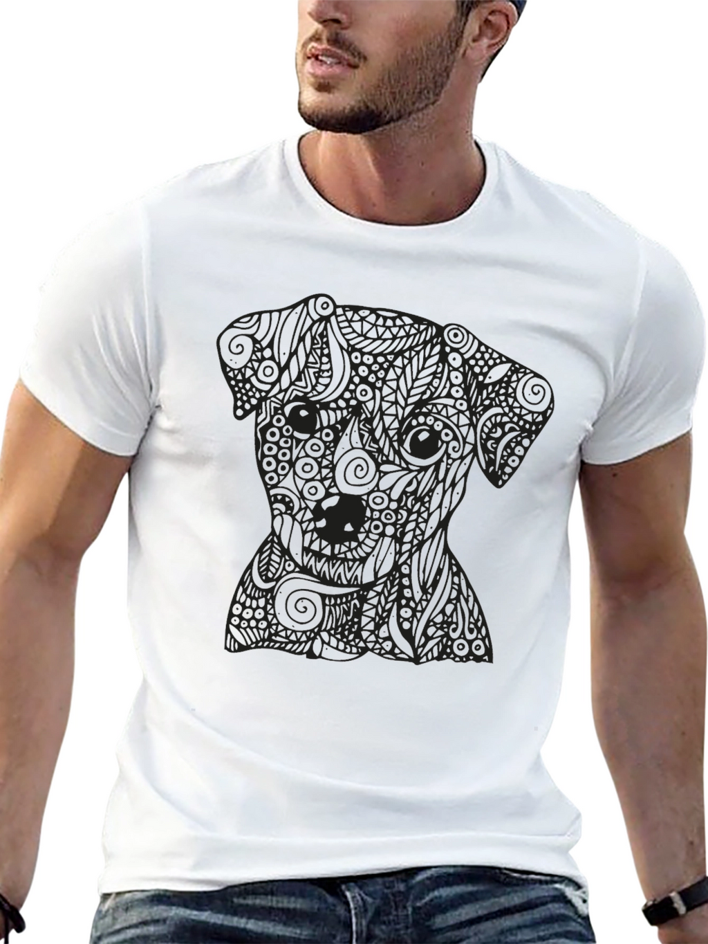 Black Dog Graphic Tee - Stylish Mens T-Shirt