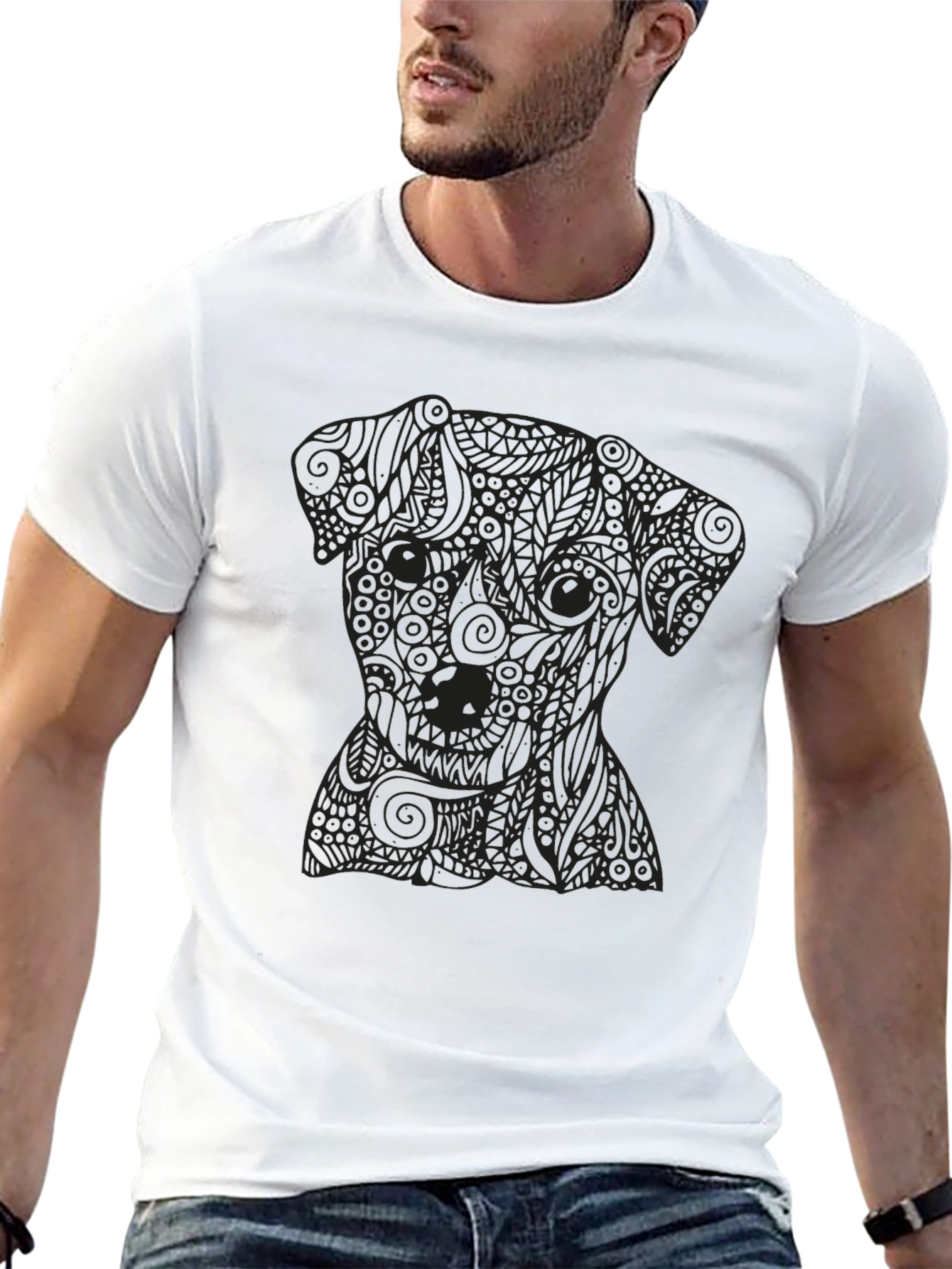 Black Dog Graphic Tee - Stylish Mens T-Shirt