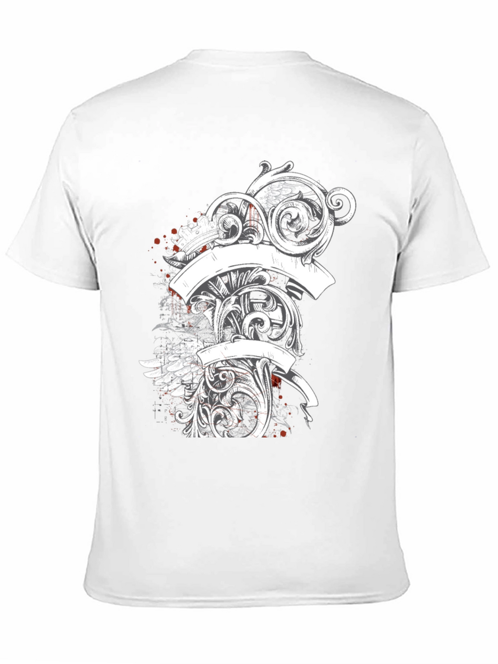Elegant Scrollwork Graphic Tee - Black Cotton T-Shirt