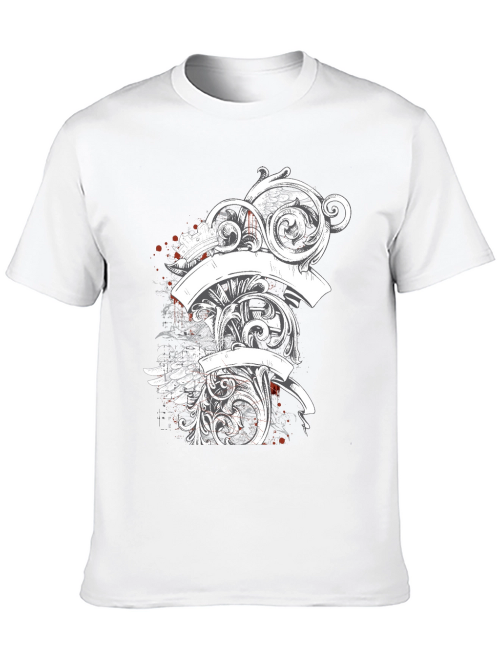 Elegant Scrollwork Graphic Tee - Black Cotton T-Shirt