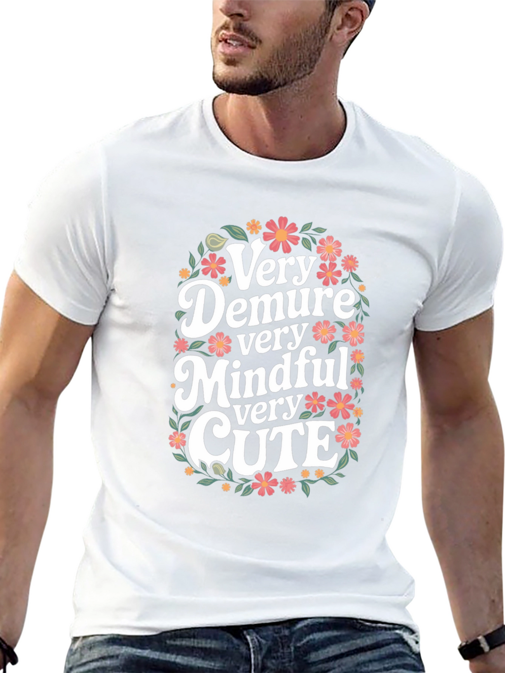 Very Demure Mindful Cute Floral T-Shirt