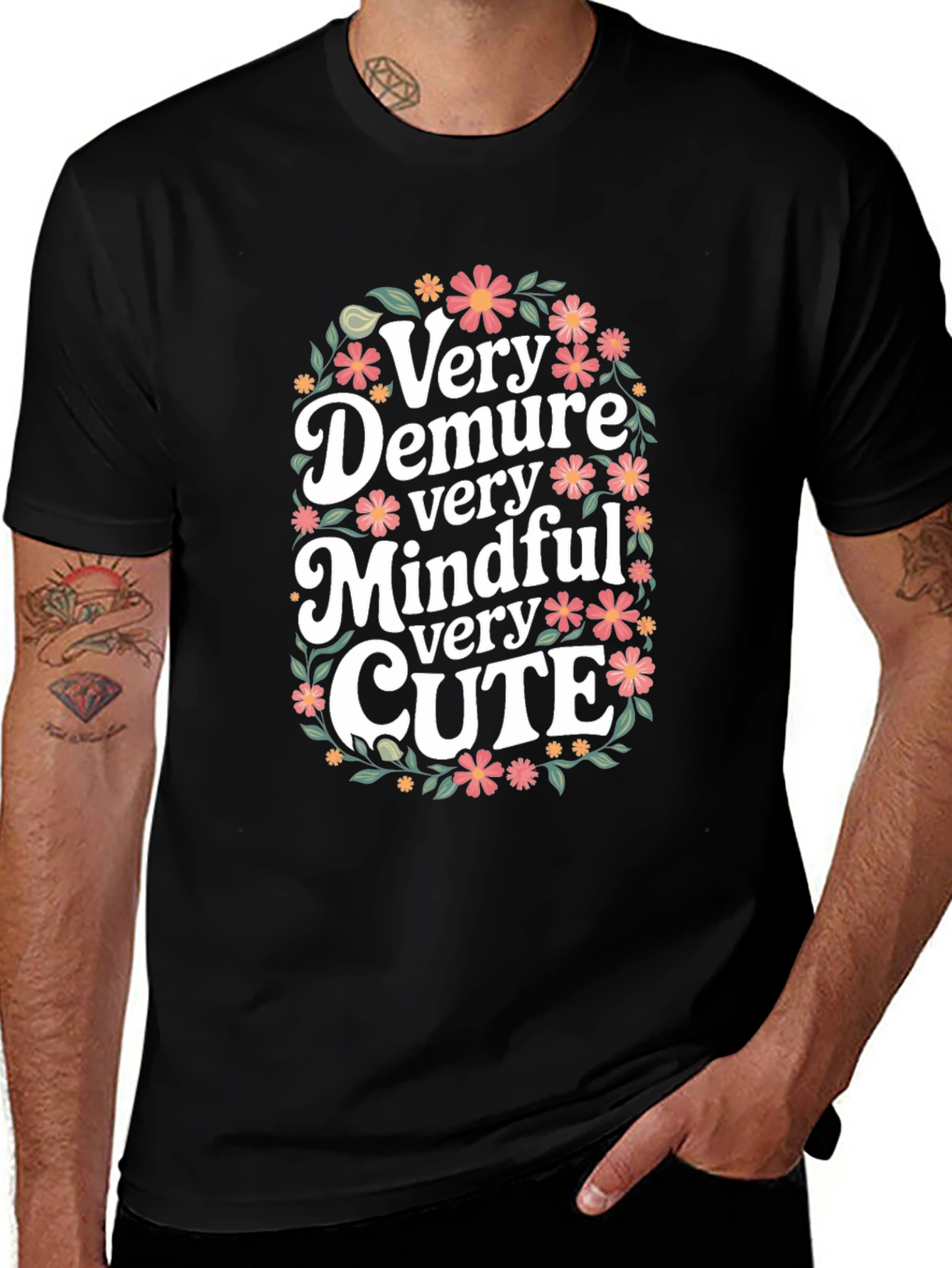 Very Demure Mindful Cute Floral T-Shirt